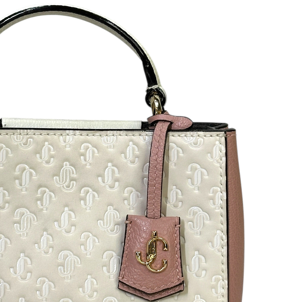 Jimmy Choo Varenne Top Handle Mini Bag Pink/White Embossed Leather