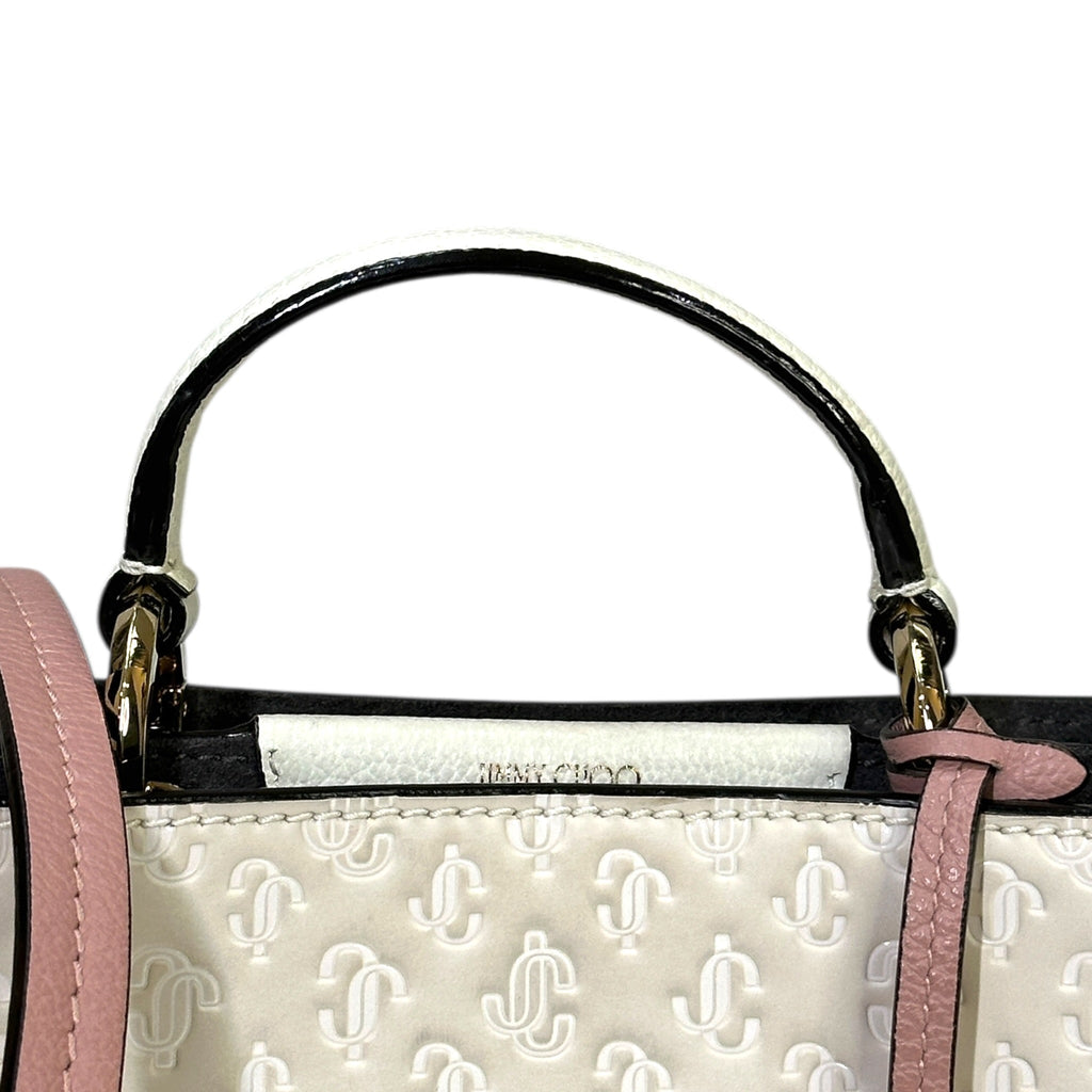 Jimmy Choo Varenne Top Handle Mini Bag Pink/White Embossed Leather