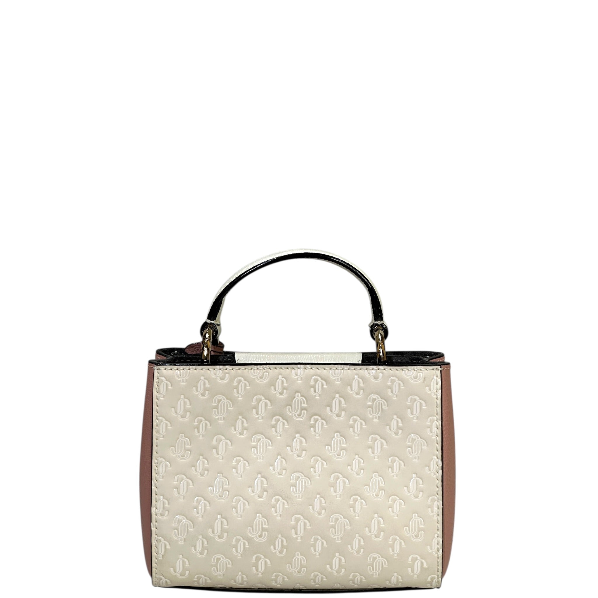 Jimmy Choo Varenne Top Handle Mini Bag Pink/White Embossed Leather