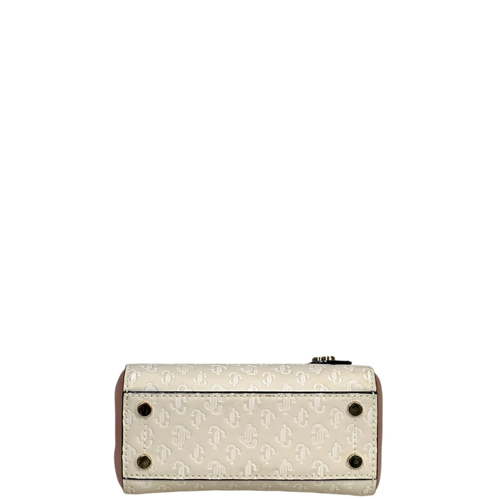 Jimmy Choo Varenne Top Handle Mini Bag Pink/White Embossed Leather