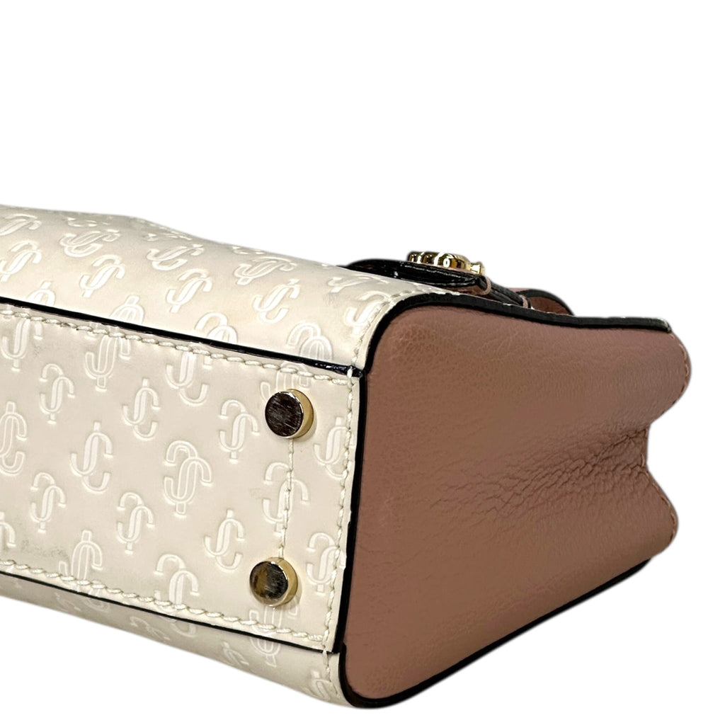 Jimmy Choo Varenne Top Handle Mini Bag Pink/White Embossed Leather