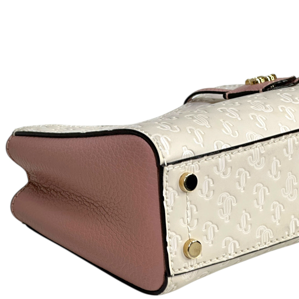 Jimmy Choo Varenne Top Handle Mini Bag Pink/White Embossed Leather