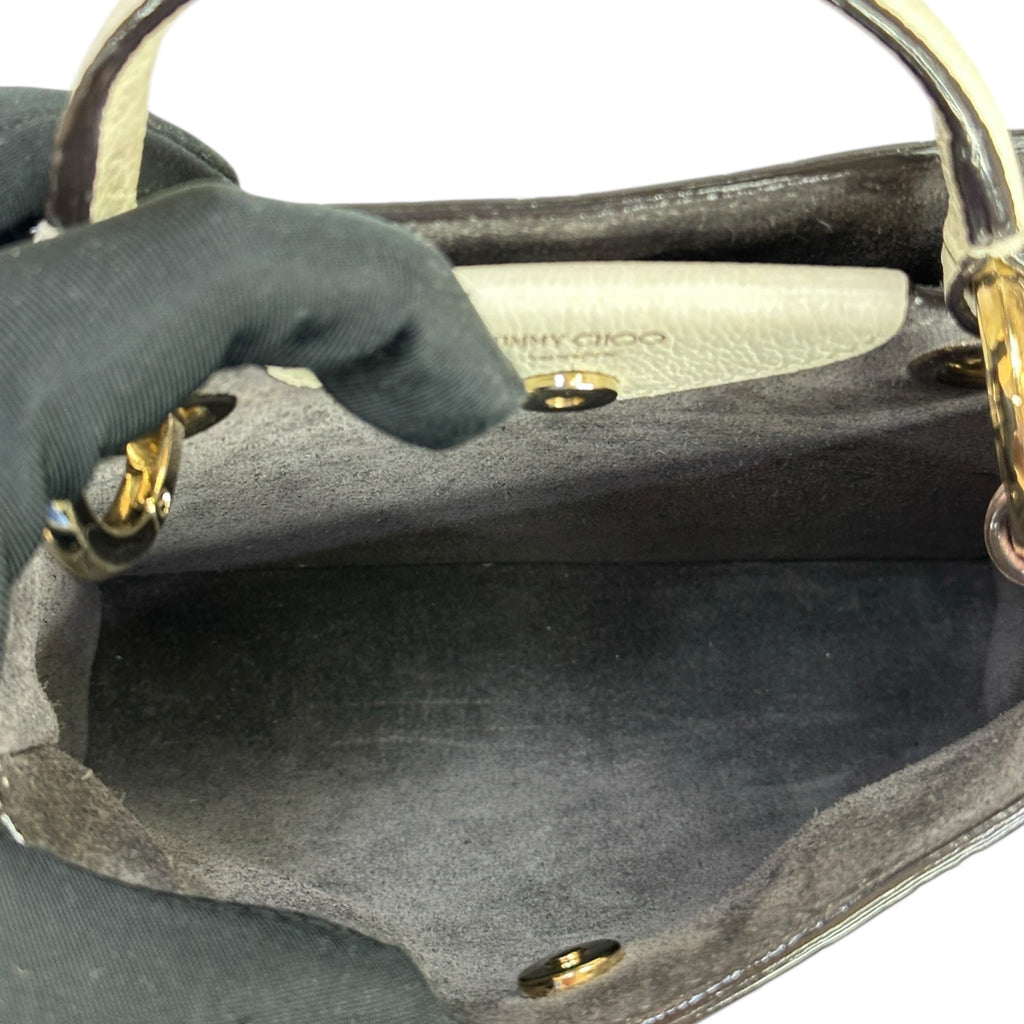 Jimmy Choo Varenne Top Handle Mini Bag Pink/White Embossed Leather