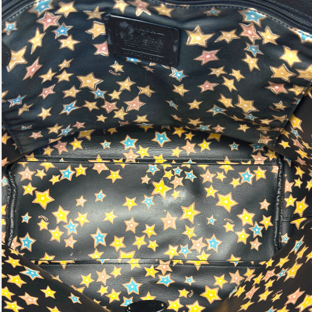 Coach Market Tote Black Polished Pebble Leather