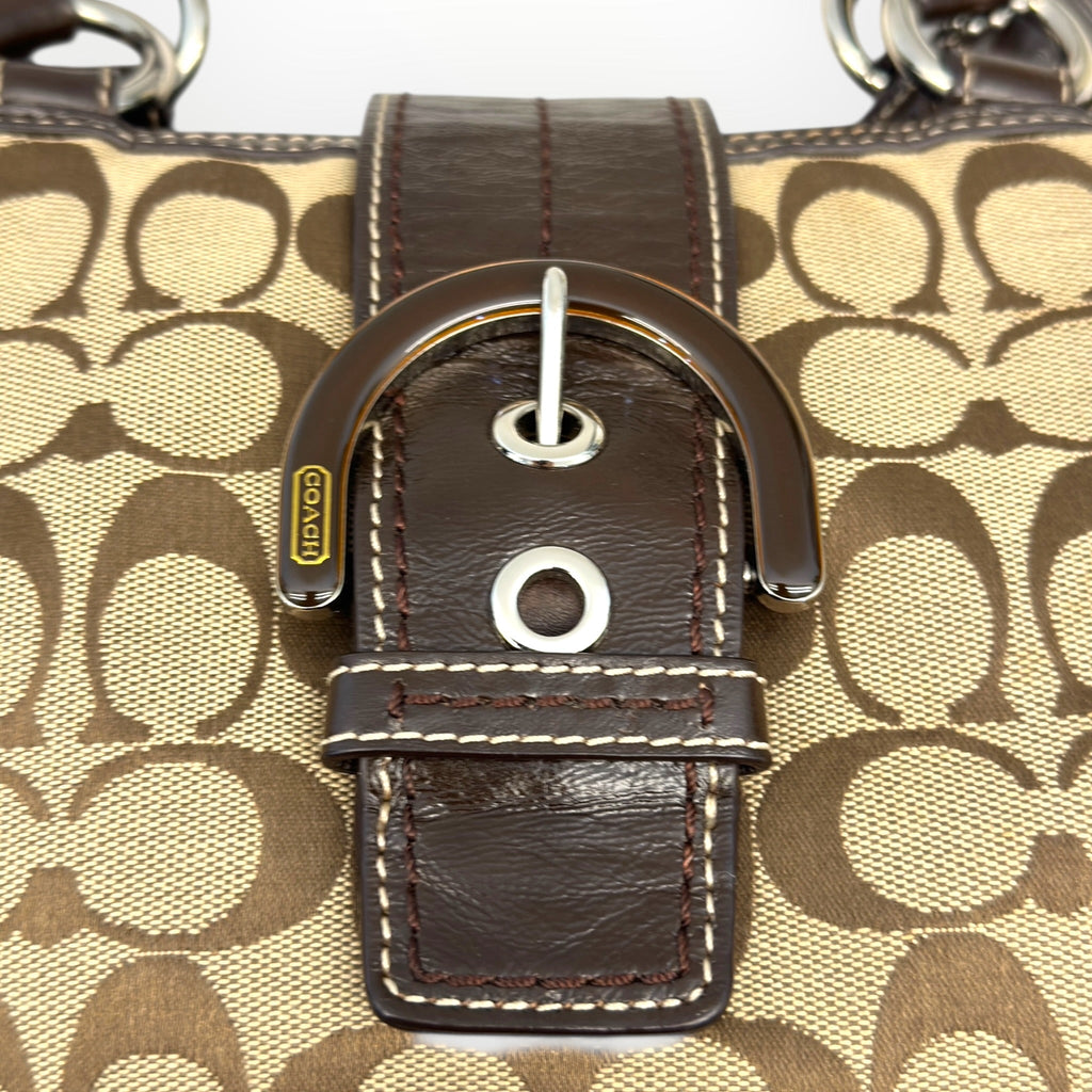 Coach Soho Lynn Hobo Bag Beige/Brown Signature Canvas