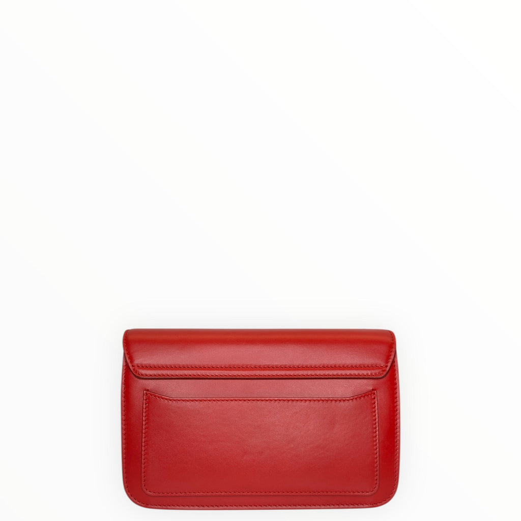 Chloé C Chain Shoulder Bag Red Suede-trimmed Leather