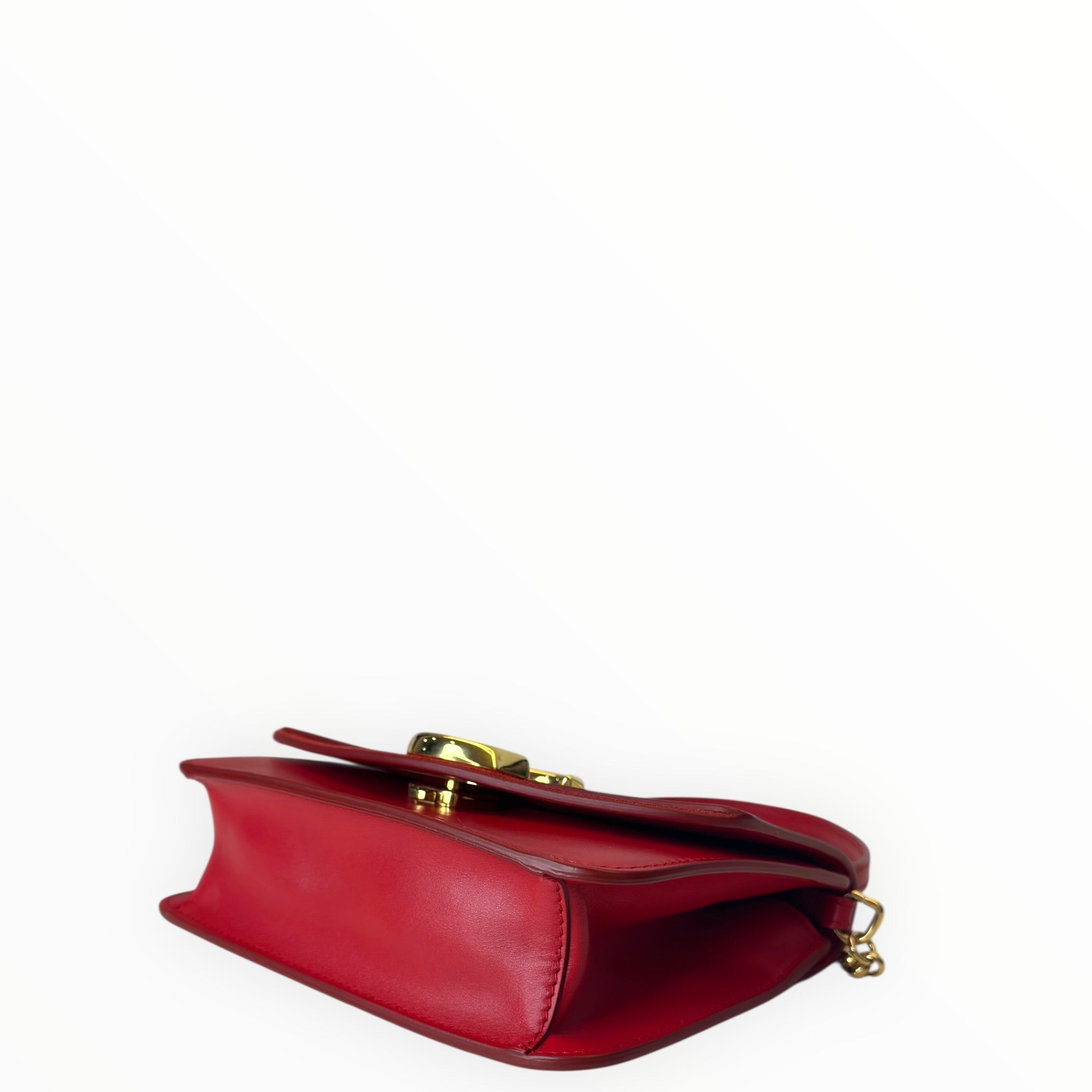 Chloé C Chain Shoulder Bag Red Suede-trimmed Leather