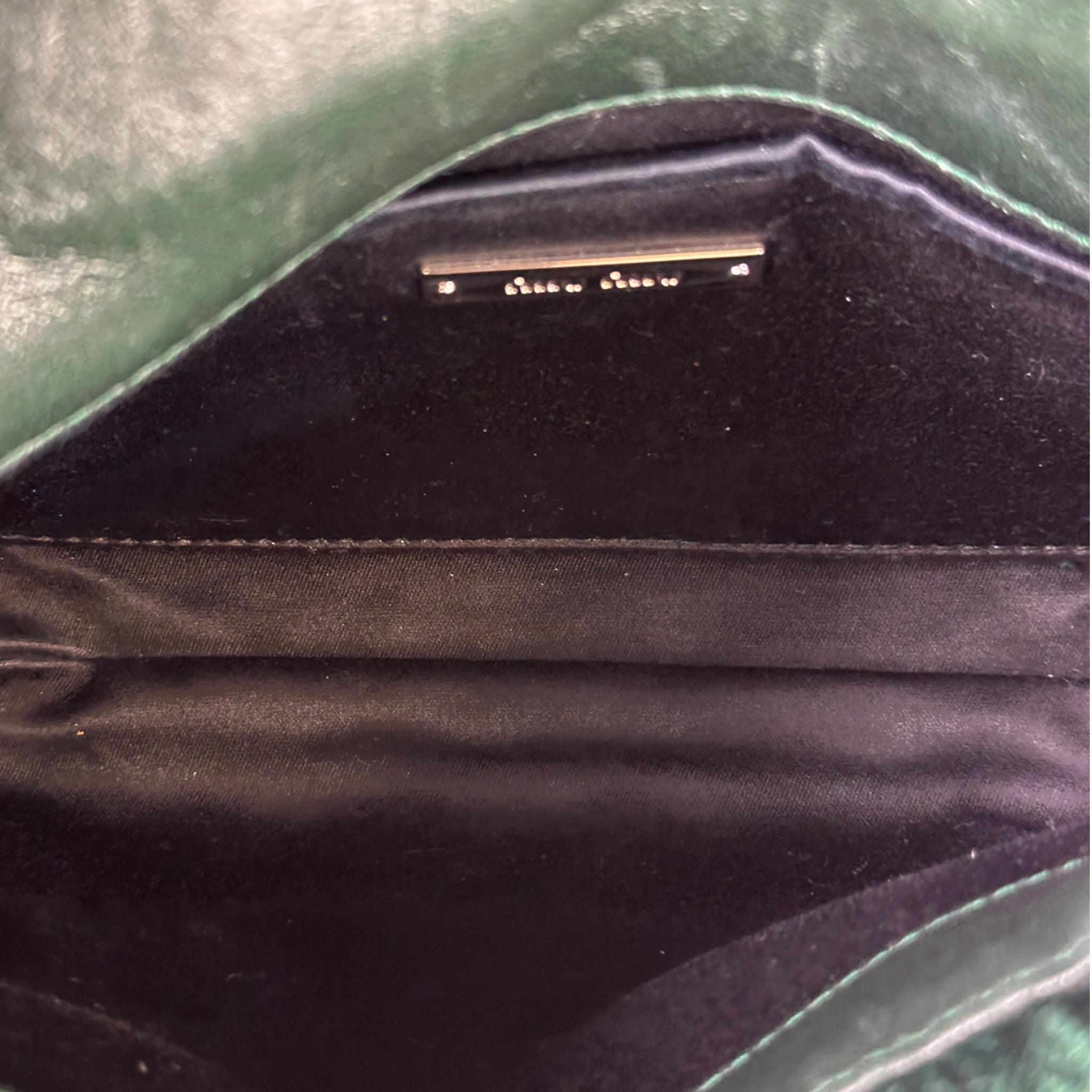 Miu Miu Club Shoulder Bag Small Green Velvet Matelassé