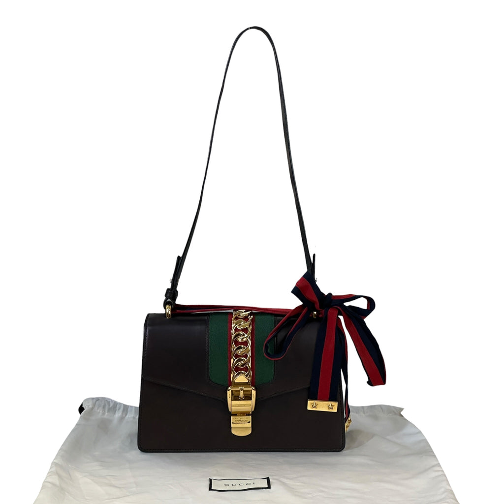 Gucci Sylvie Shoulder Bag Medium Black Leather