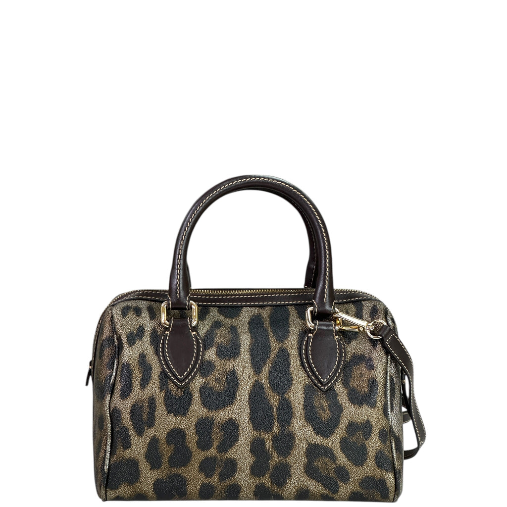 Roberto Cavalli Boston Bag Brown Leopard Print Leather