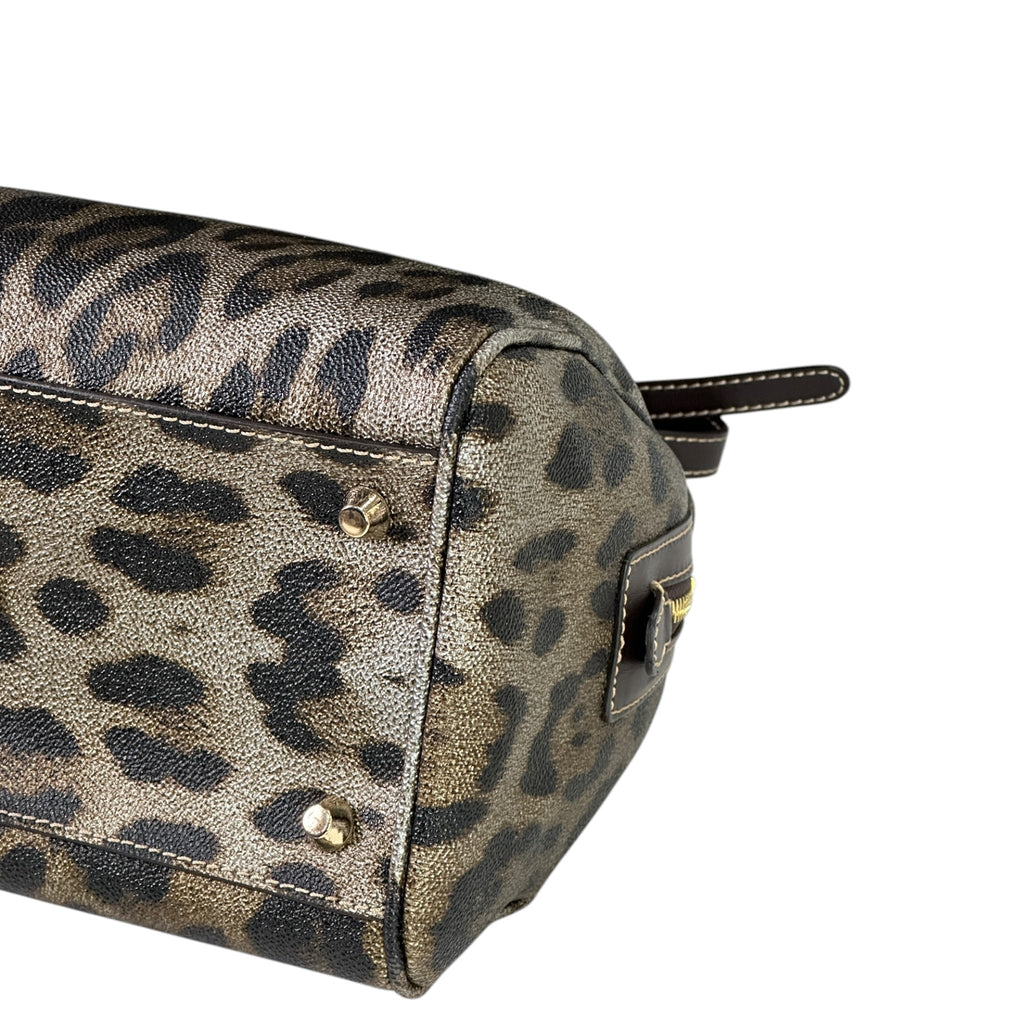 Roberto Cavalli Boston Bag Brown Leopard Print Leather