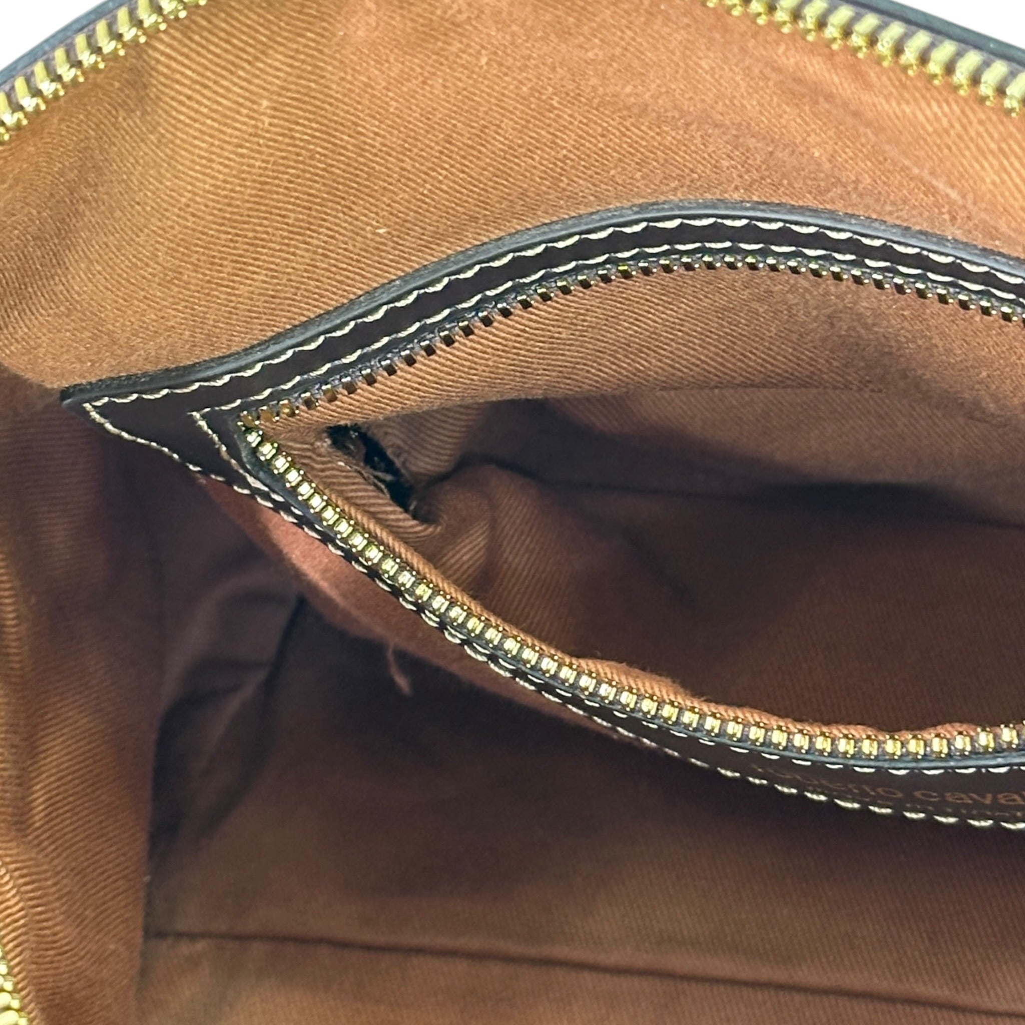 Roberto Cavalli Boston Bag Brown Leopard Print Leather