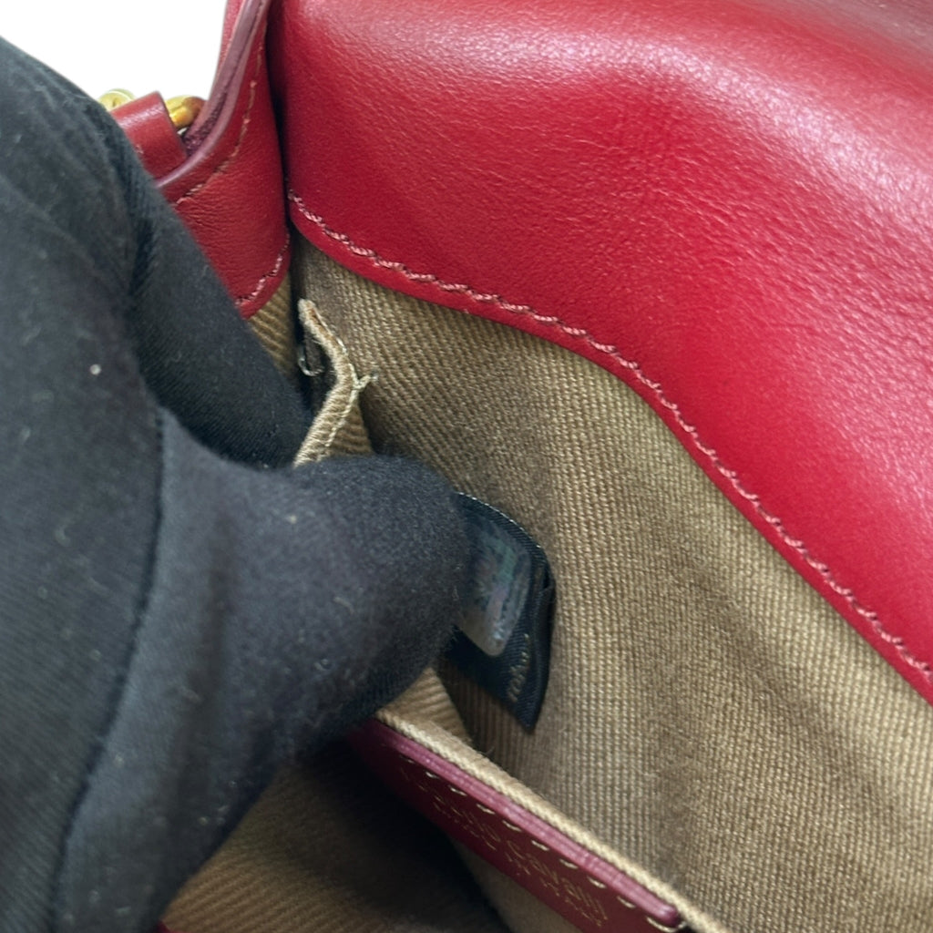 Roberto Cavalli Lion Head Shoulder Bag Red Leather