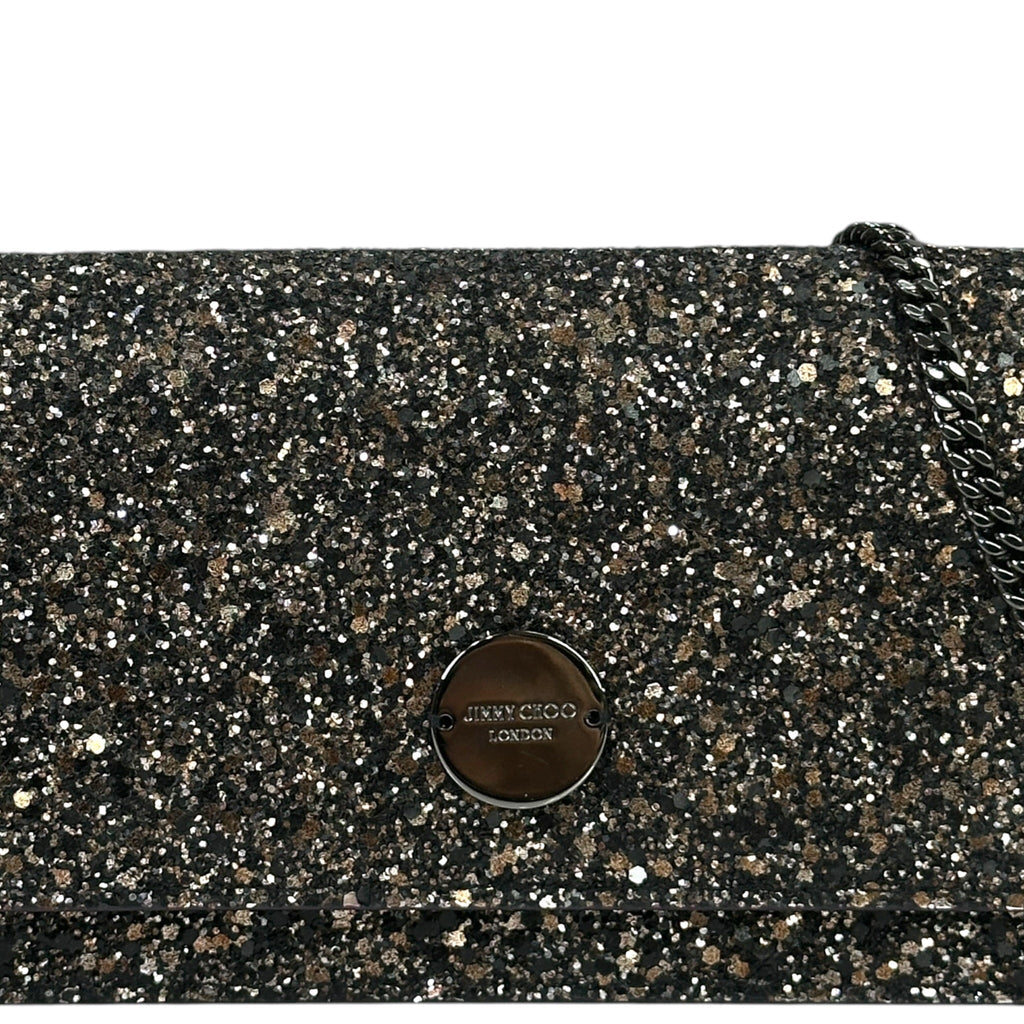 Jimmy Choo Finley Shoulder Bag Bronze Coarse Glitter