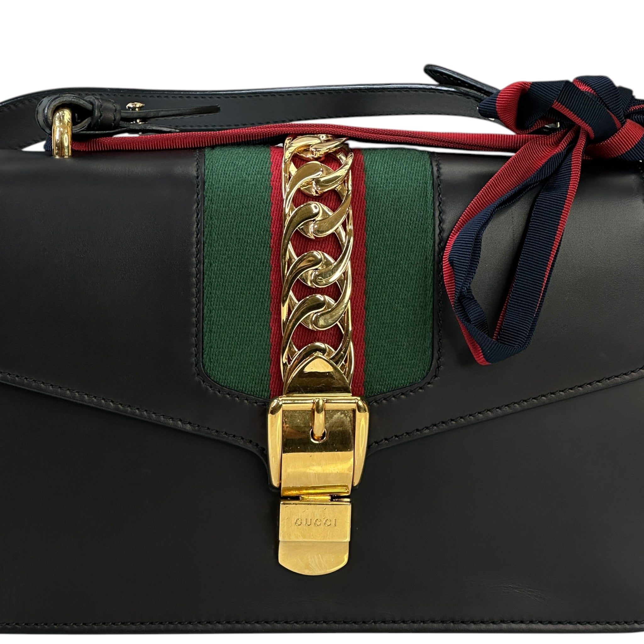 Gucci Sylvie Shoulder Bag Medium Black Leather