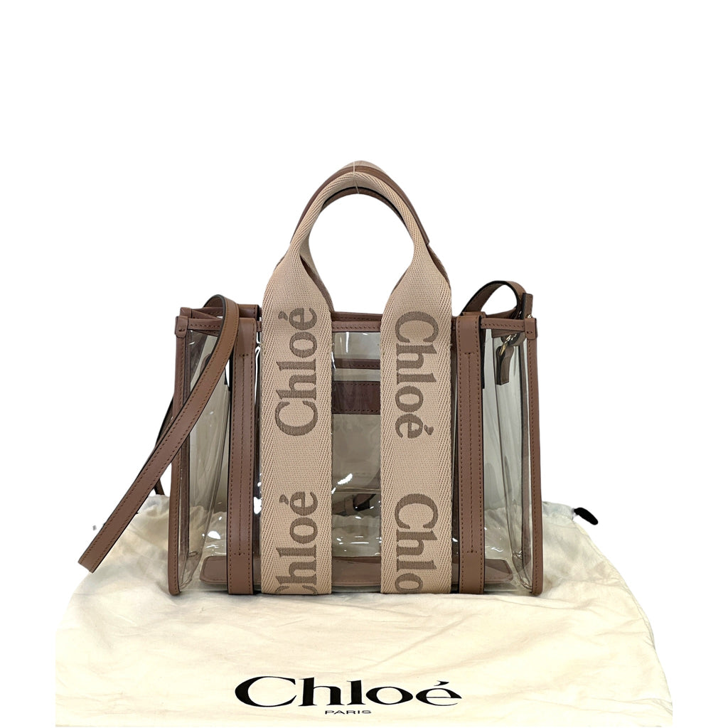 Chloé Woody Tote Bag Small Jelly Blush/Beige Leather Trim