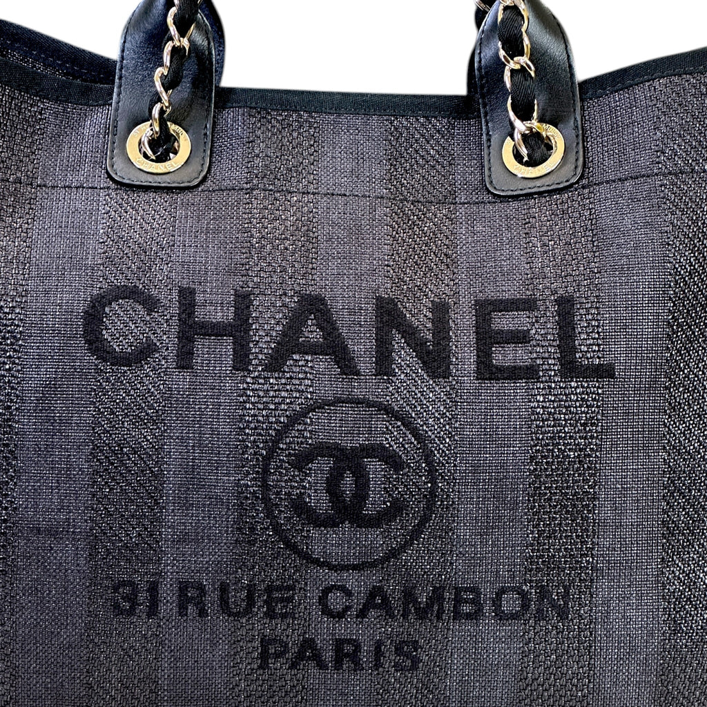 Chanel Deauville Shopper Tote Black Canvas