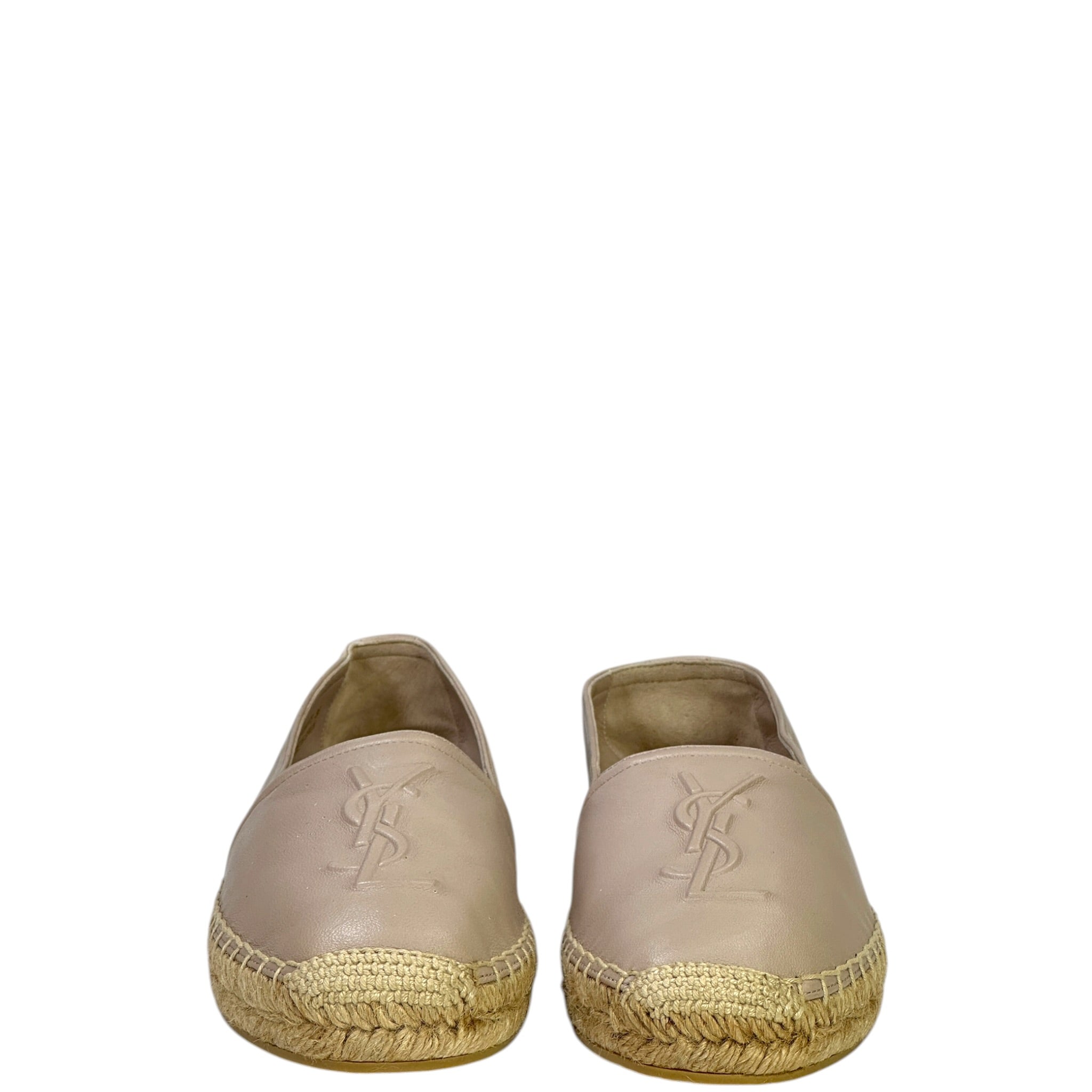 Saint Laurent Cassandre Espadrilles Beige Logo-Embossed Leather EU 36