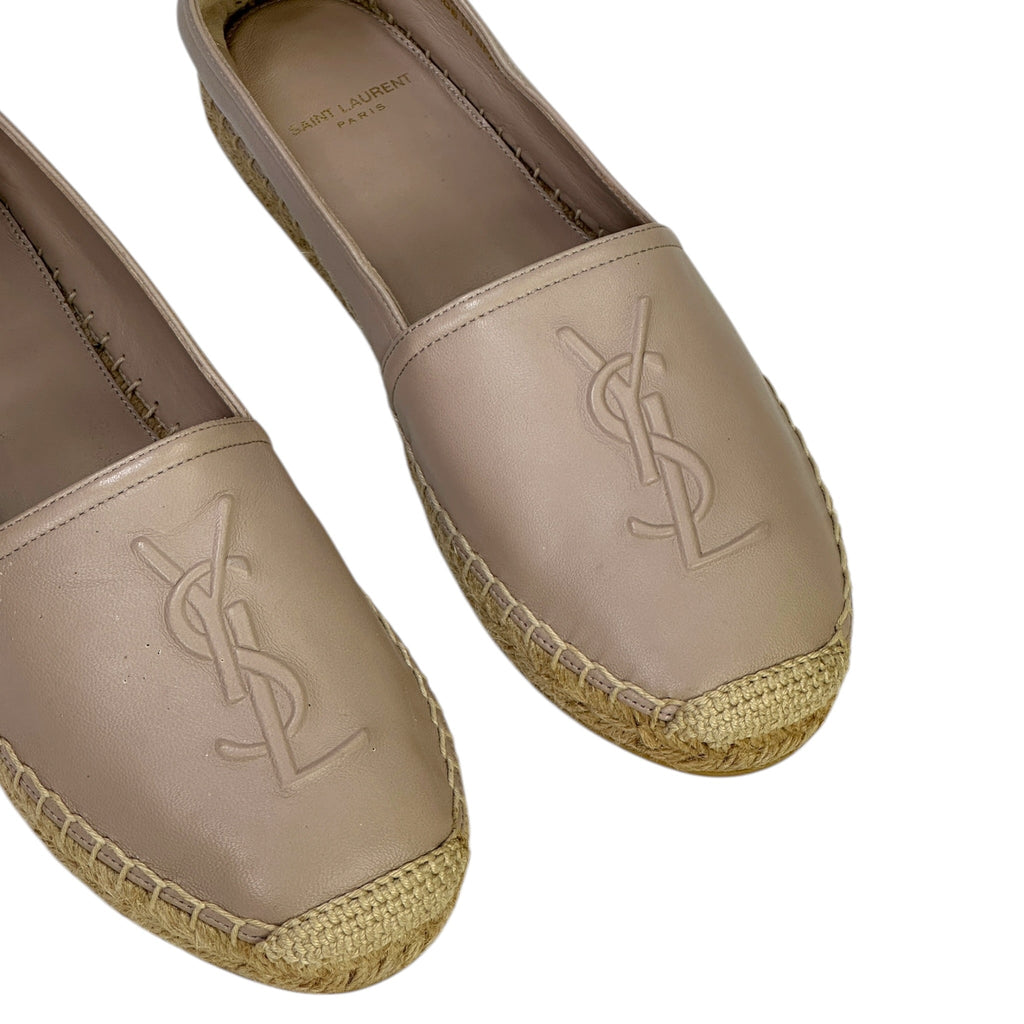 Saint Laurent Cassandre Espadrilles Beige Logo-Embossed Leather EU 36