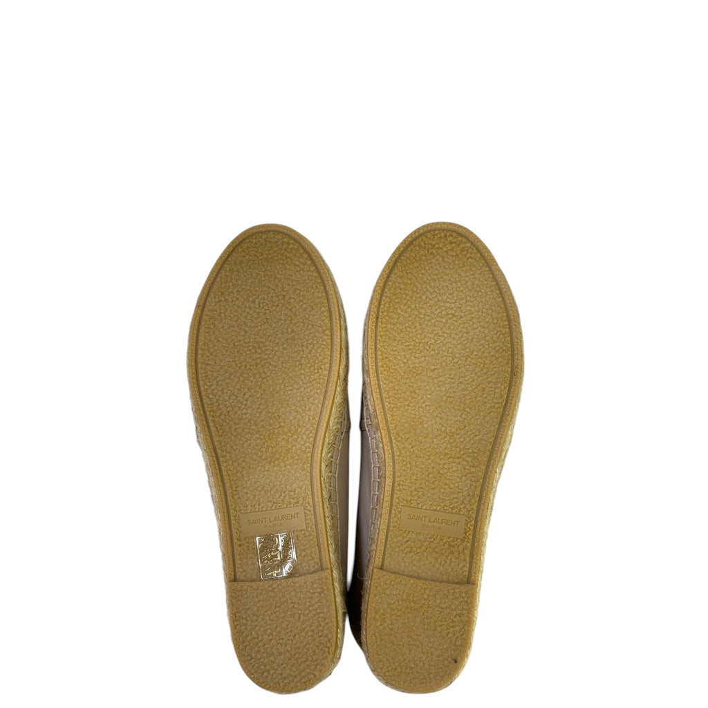 Saint Laurent Cassandre Espadrilles Beige Logo-Embossed Leather EU 36