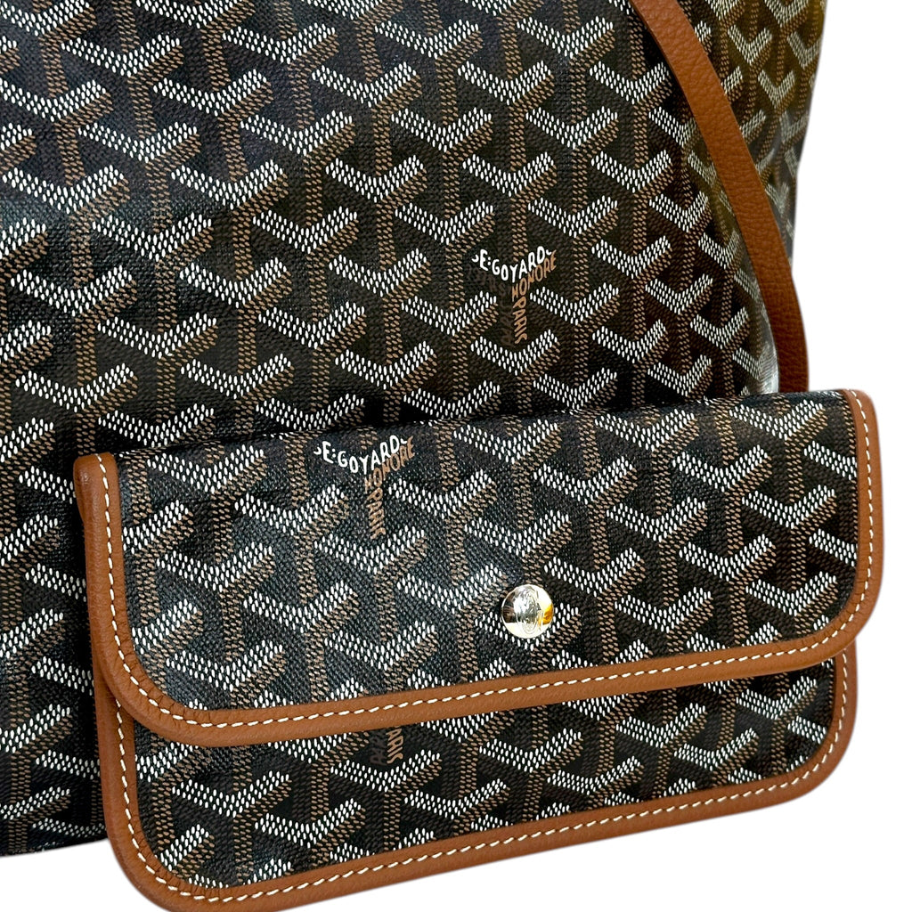 Goyard St Louis PM Tote Black/Tan Goyardine