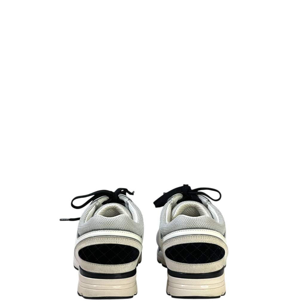 Chanel Low Top Trainer Sneakers White Black Size 37.5