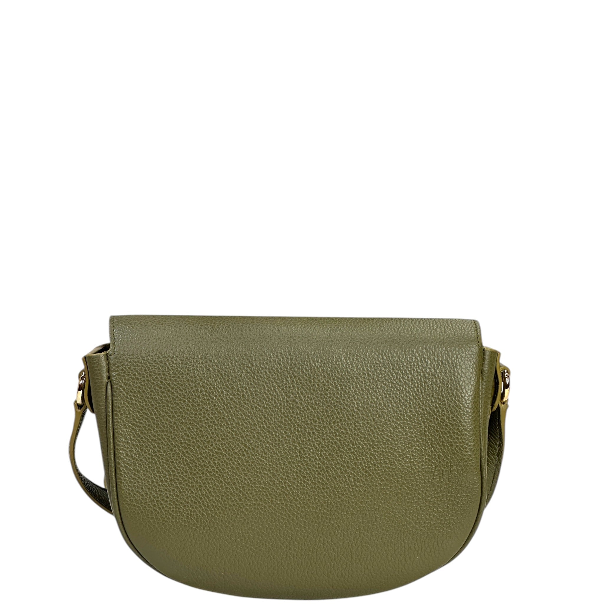 Salvatore Ferragamo Gancini Buckle Crossbody Bag Olive Green Pebbled Calfskin