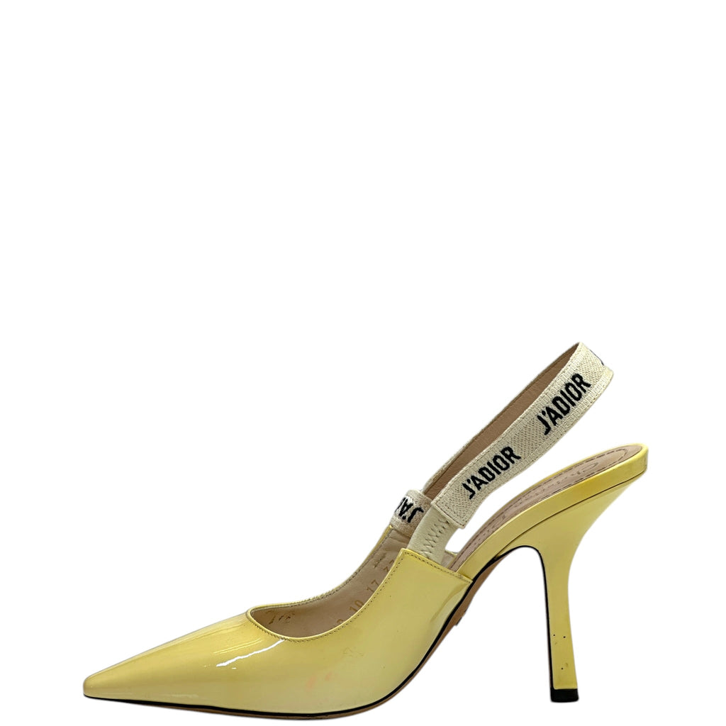 Dior J'Adior Slingback Pumps cream patent calfskin Size EU 37