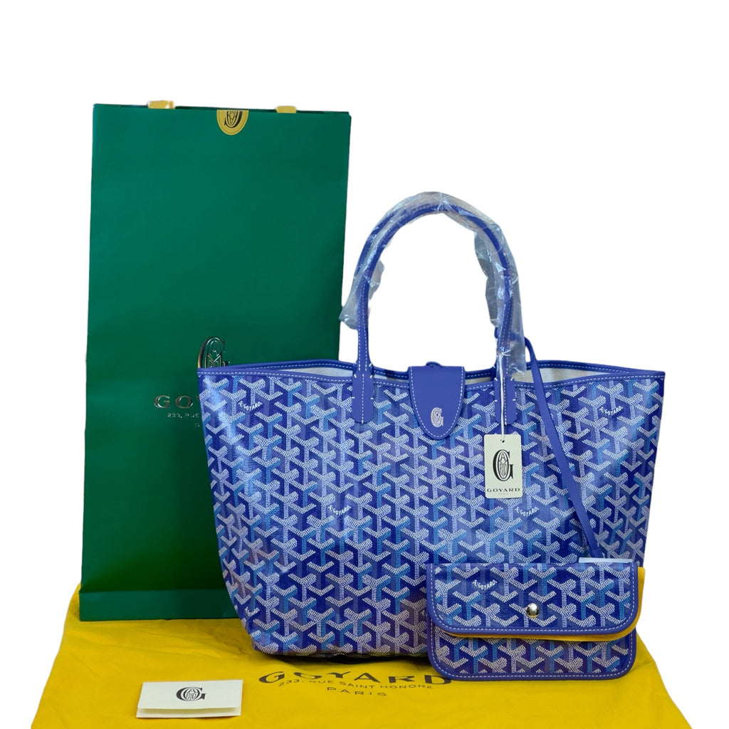 Goyard St Louis PM Tote Blueberry Purple Goyardine Magnetic Closure (The Seasons Parade Limited Edition)