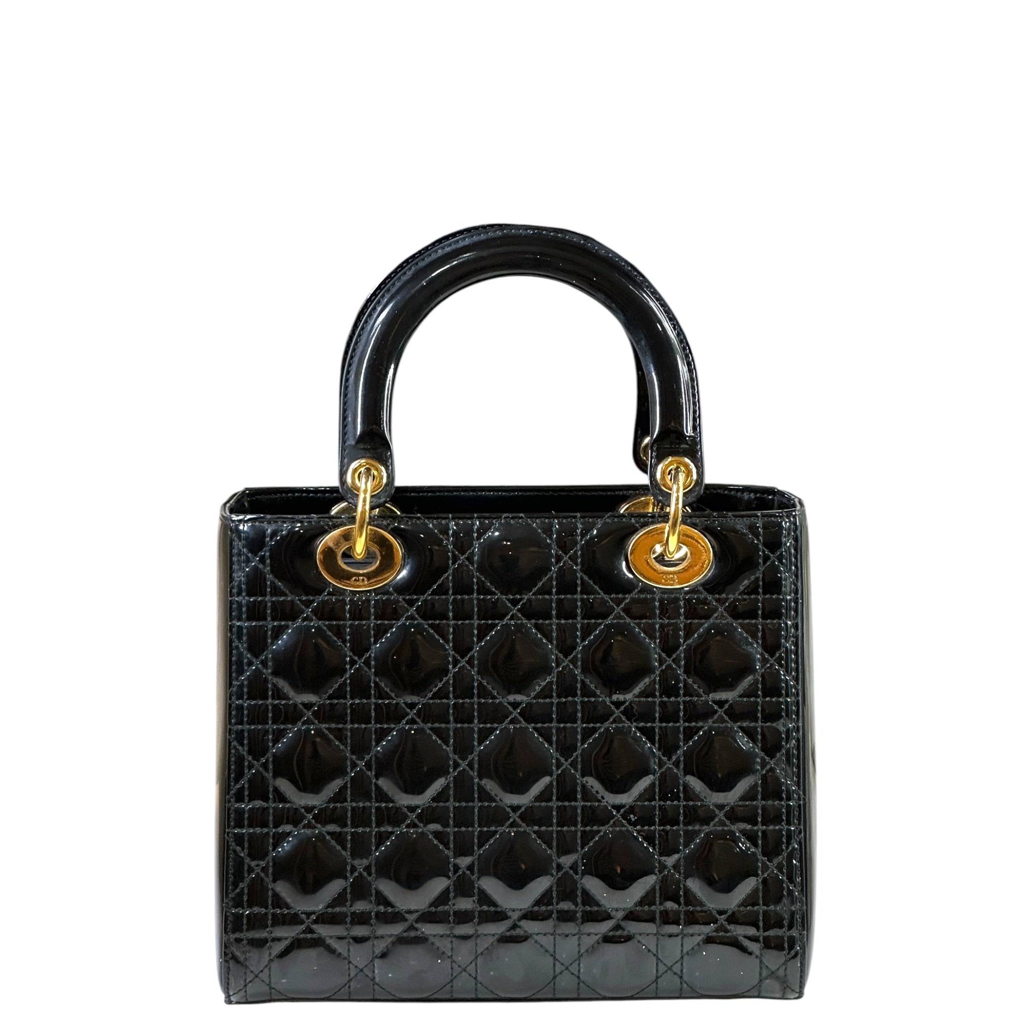 Christian Dior Lady Dior Medium Black Cannage Patent