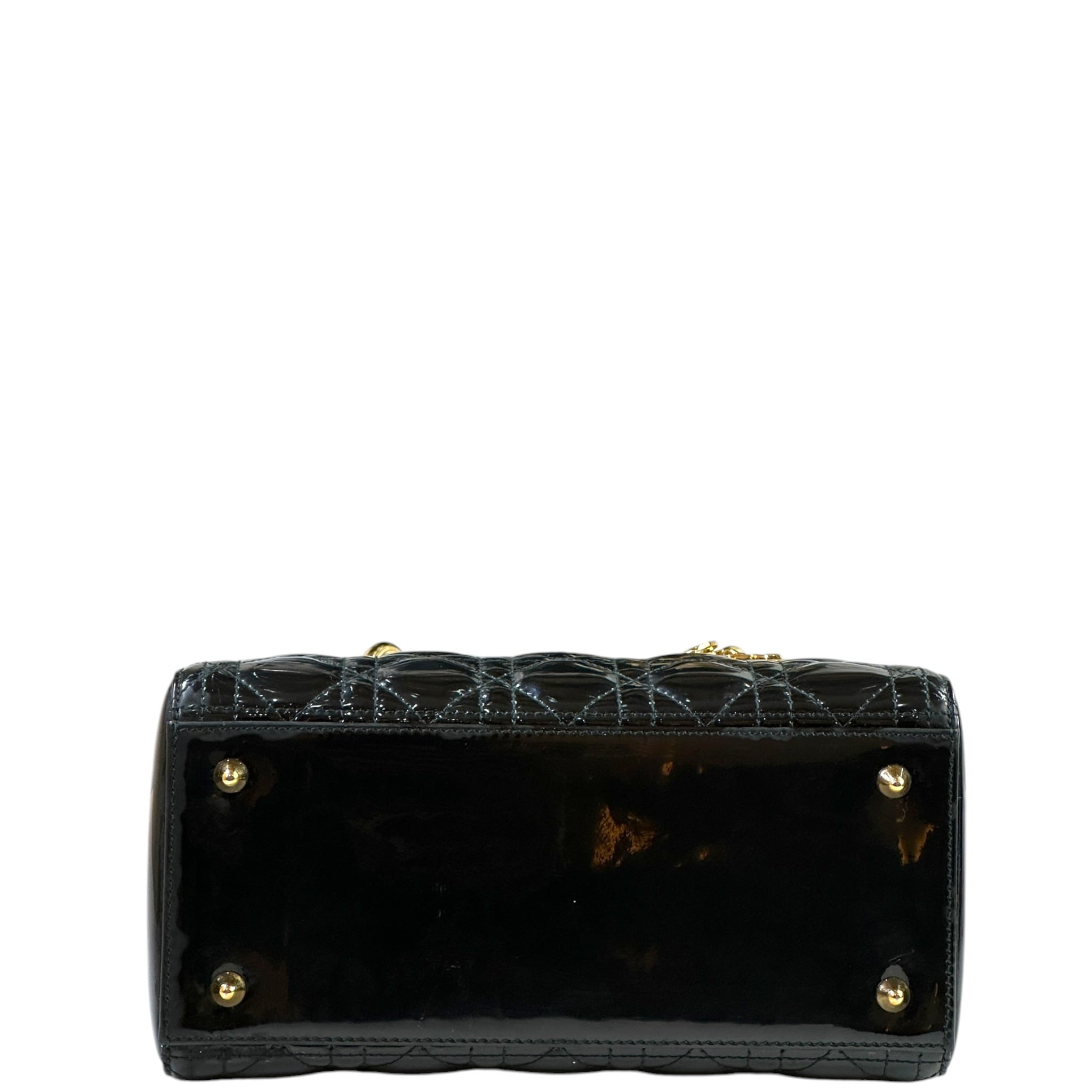 Christian Dior Lady Dior Medium Black Cannage Patent