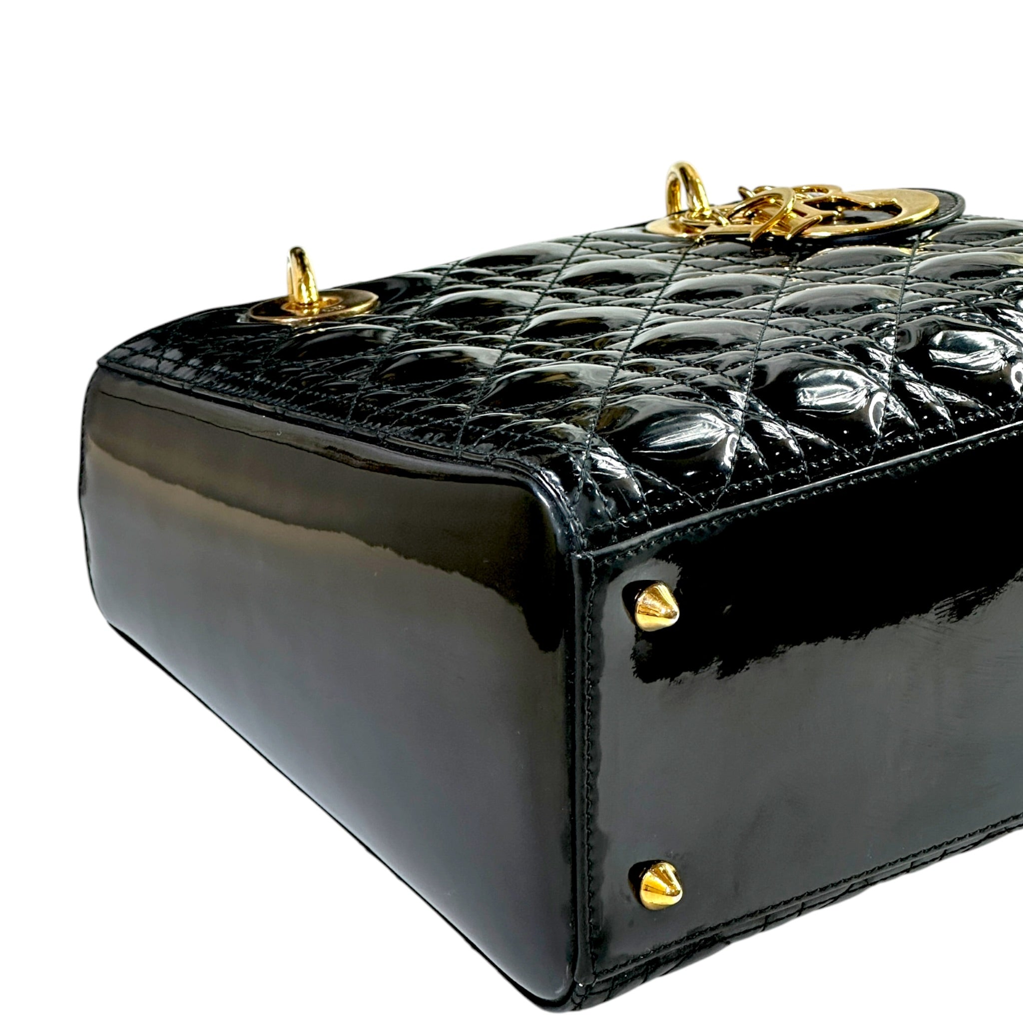 Christian Dior Lady Dior Medium Black Cannage Patent