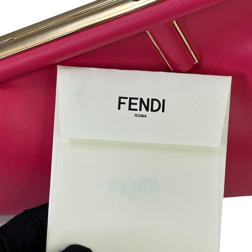 Fendi First clutch bag fuchsia nappa leather