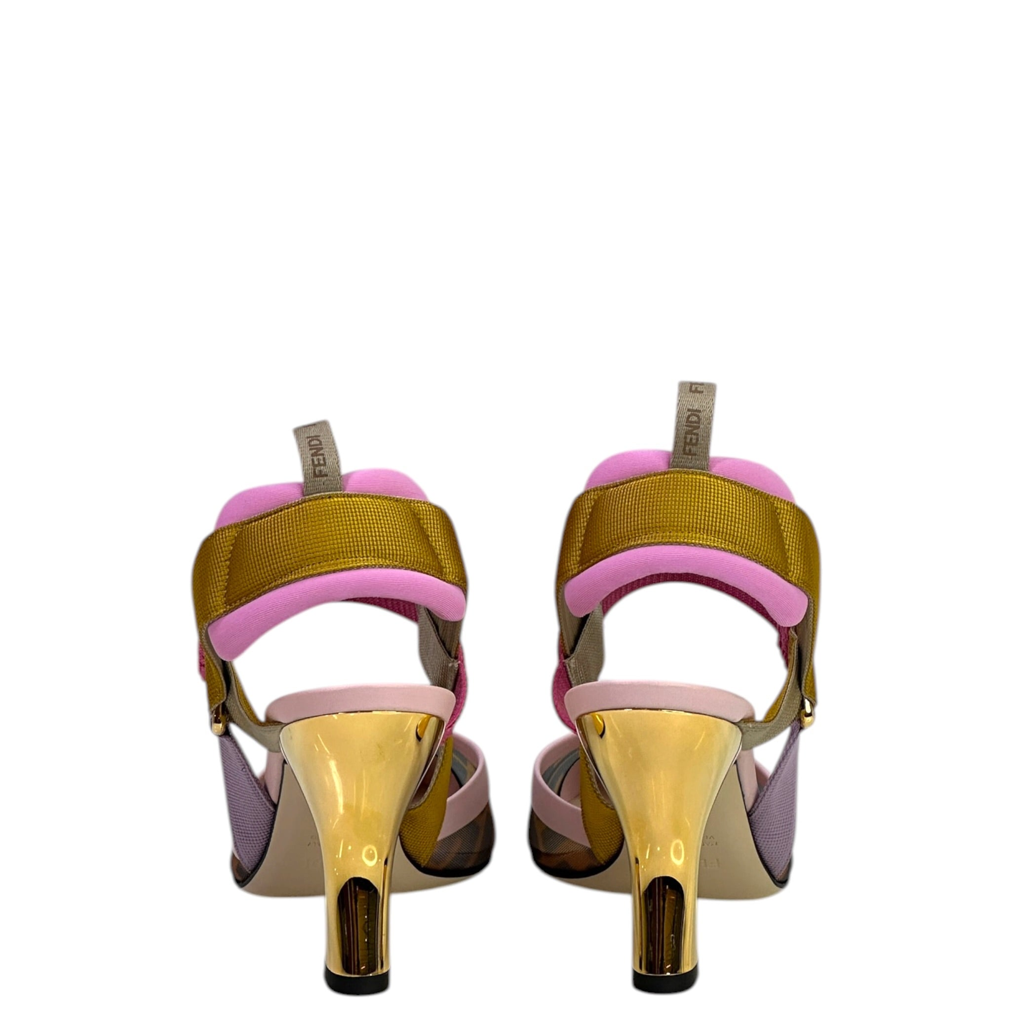 Fendi Colibri Slingback Multicolor Zucca Canvas Mesh Size 37