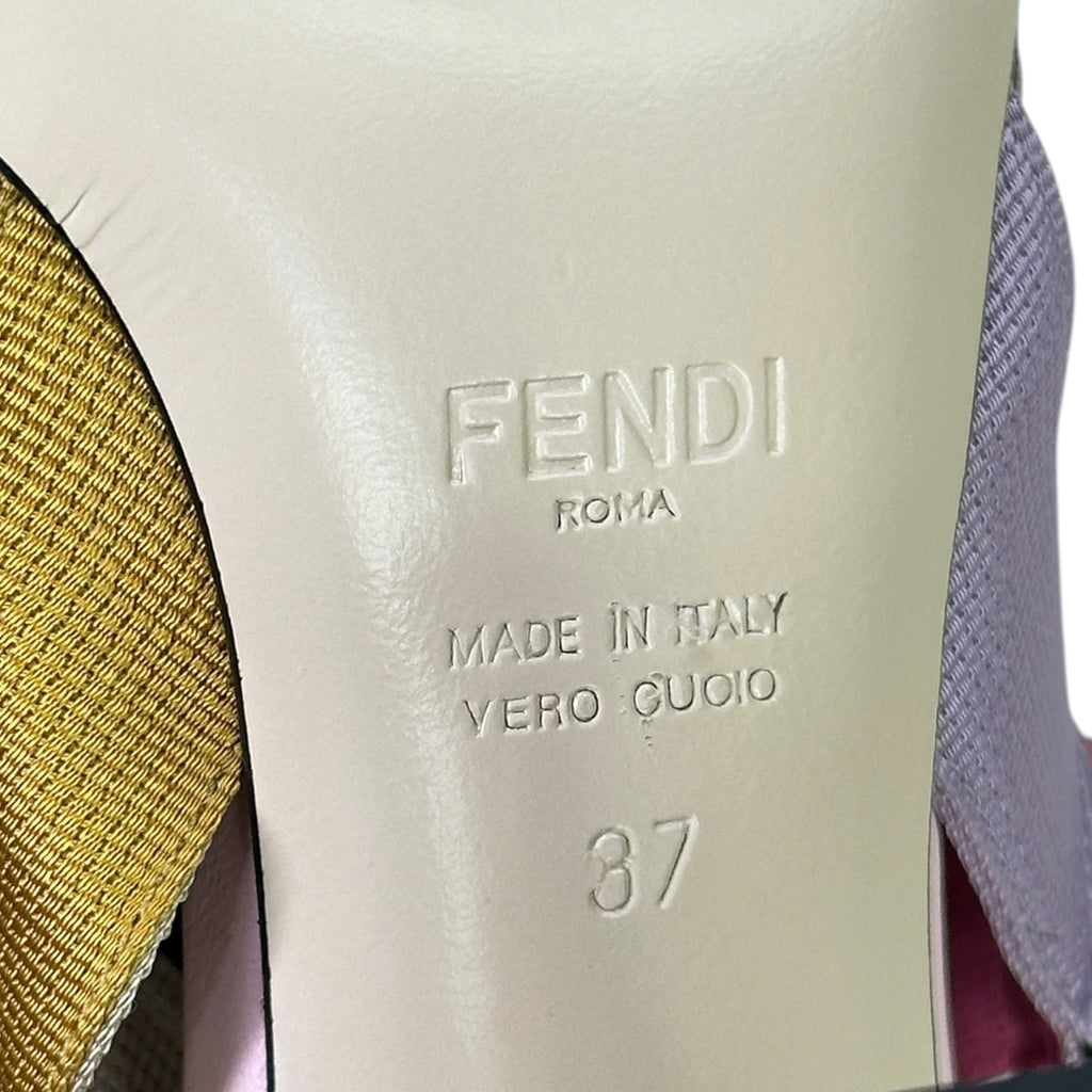 Fendi Colibri Slingback Multicolor Zucca Canvas Mesh Size 37