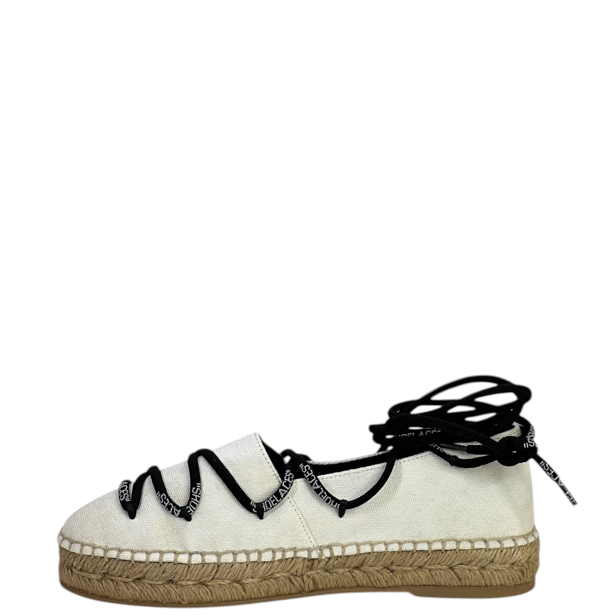Off-White lace-up flat espadrilles white canvas size 36