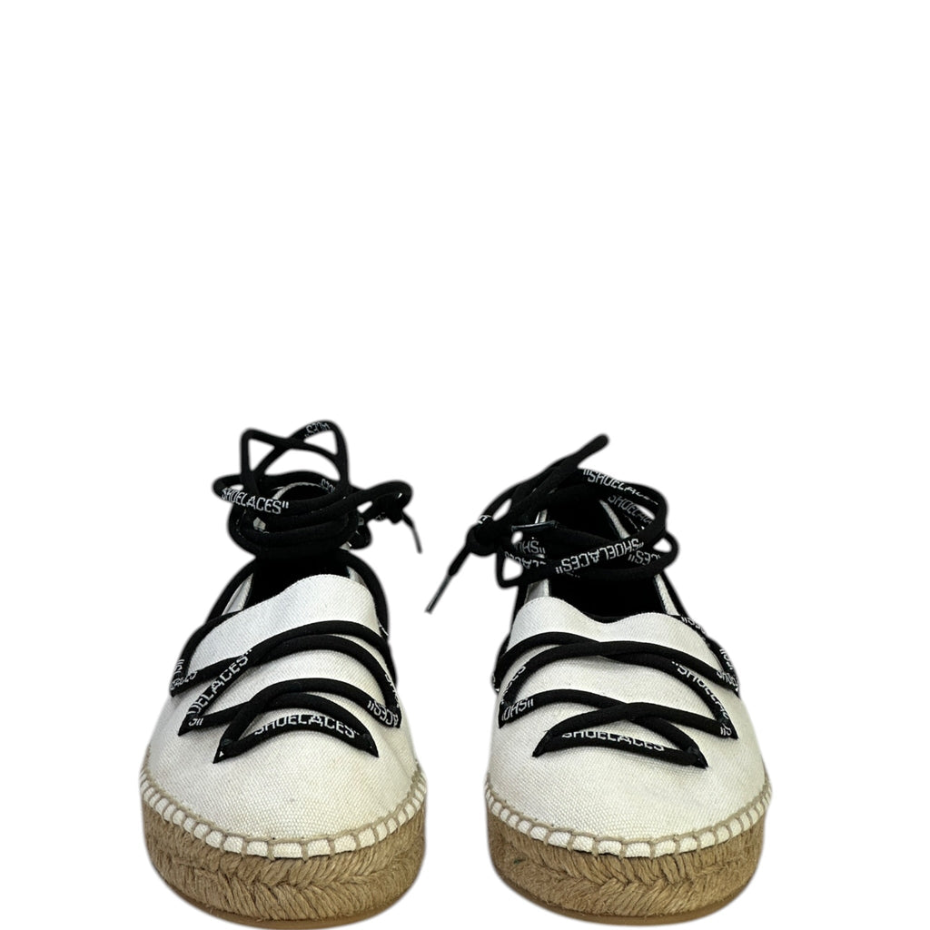 Off-White lace-up flat espadrilles white canvas size 36