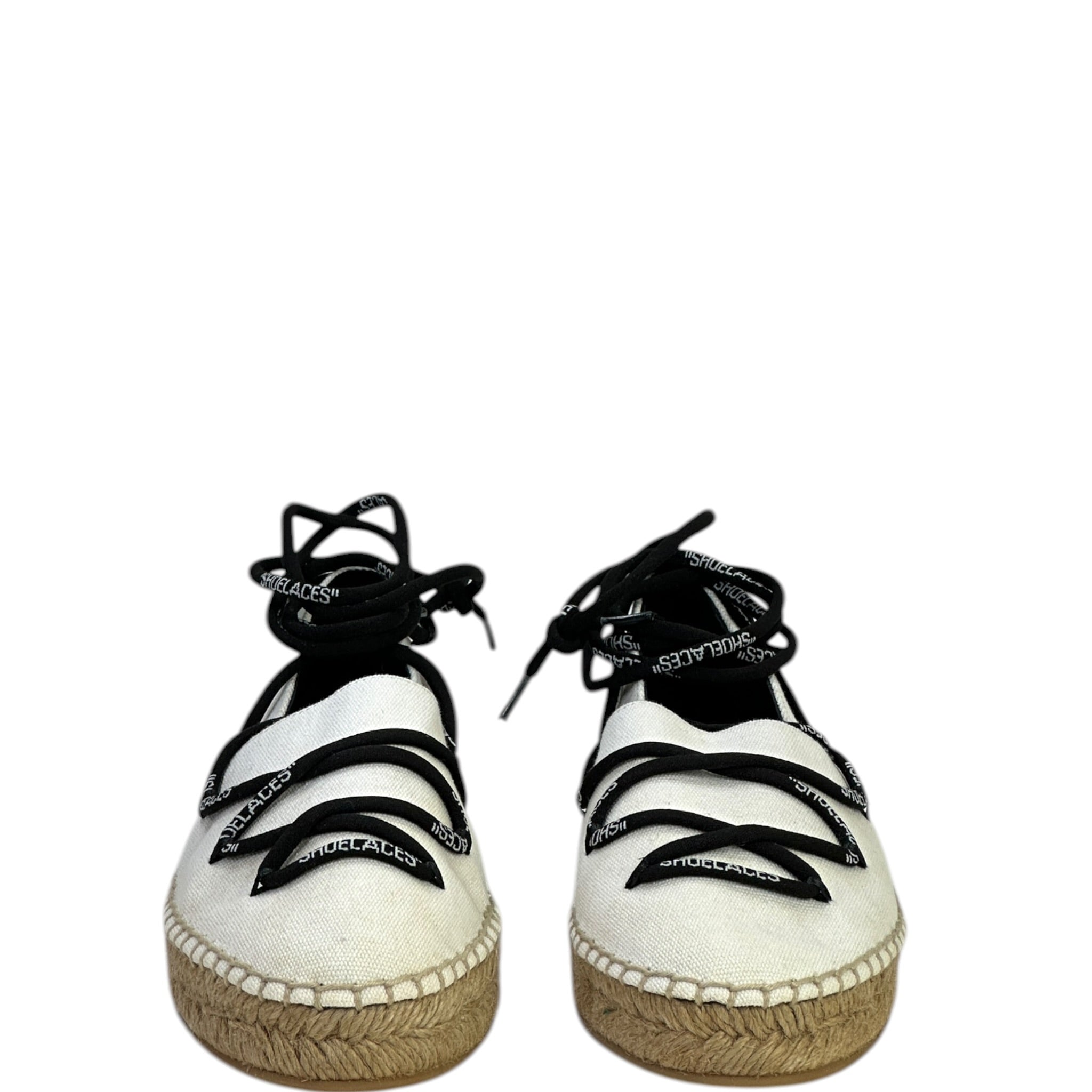 Off-White lace-up flat espadrilles white canvas size 36