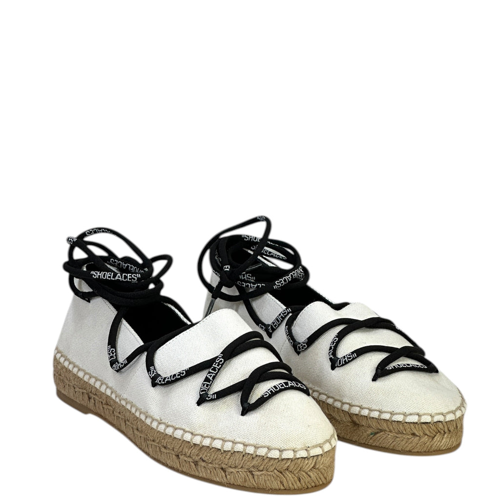 Off-White lace-up flat espadrilles white canvas size 36