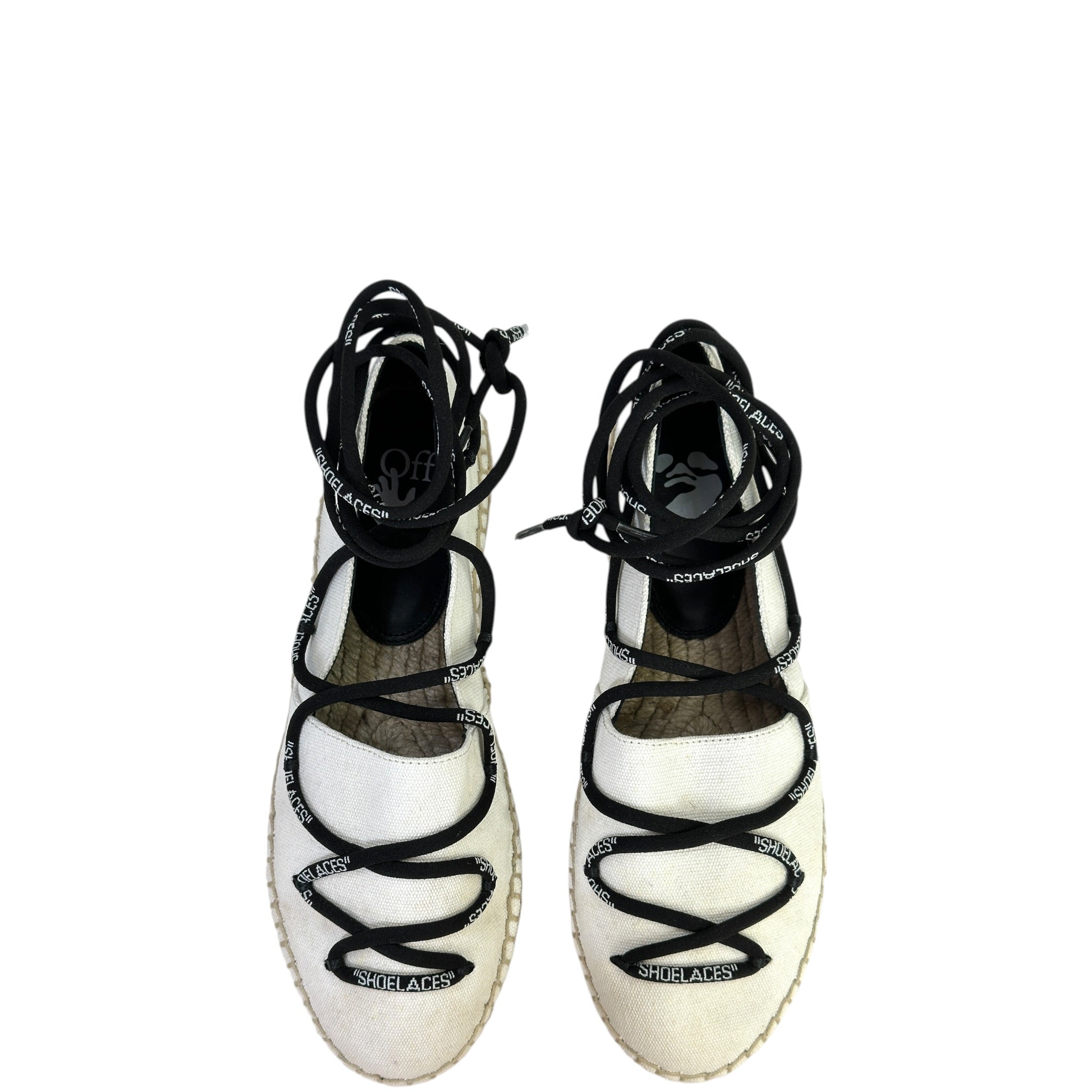 Off-White lace-up flat espadrilles white canvas size 36