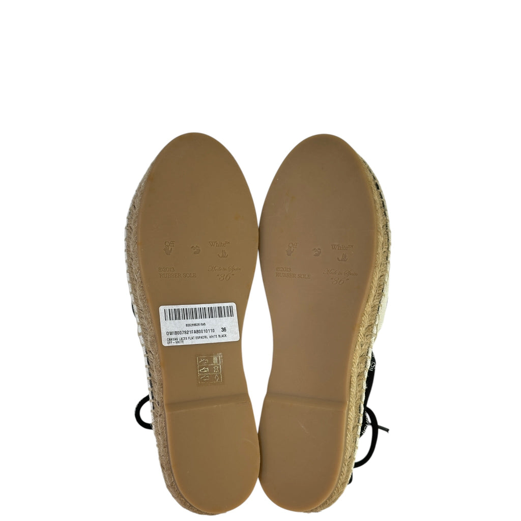 Off-White lace-up flat espadrilles white canvas size 36