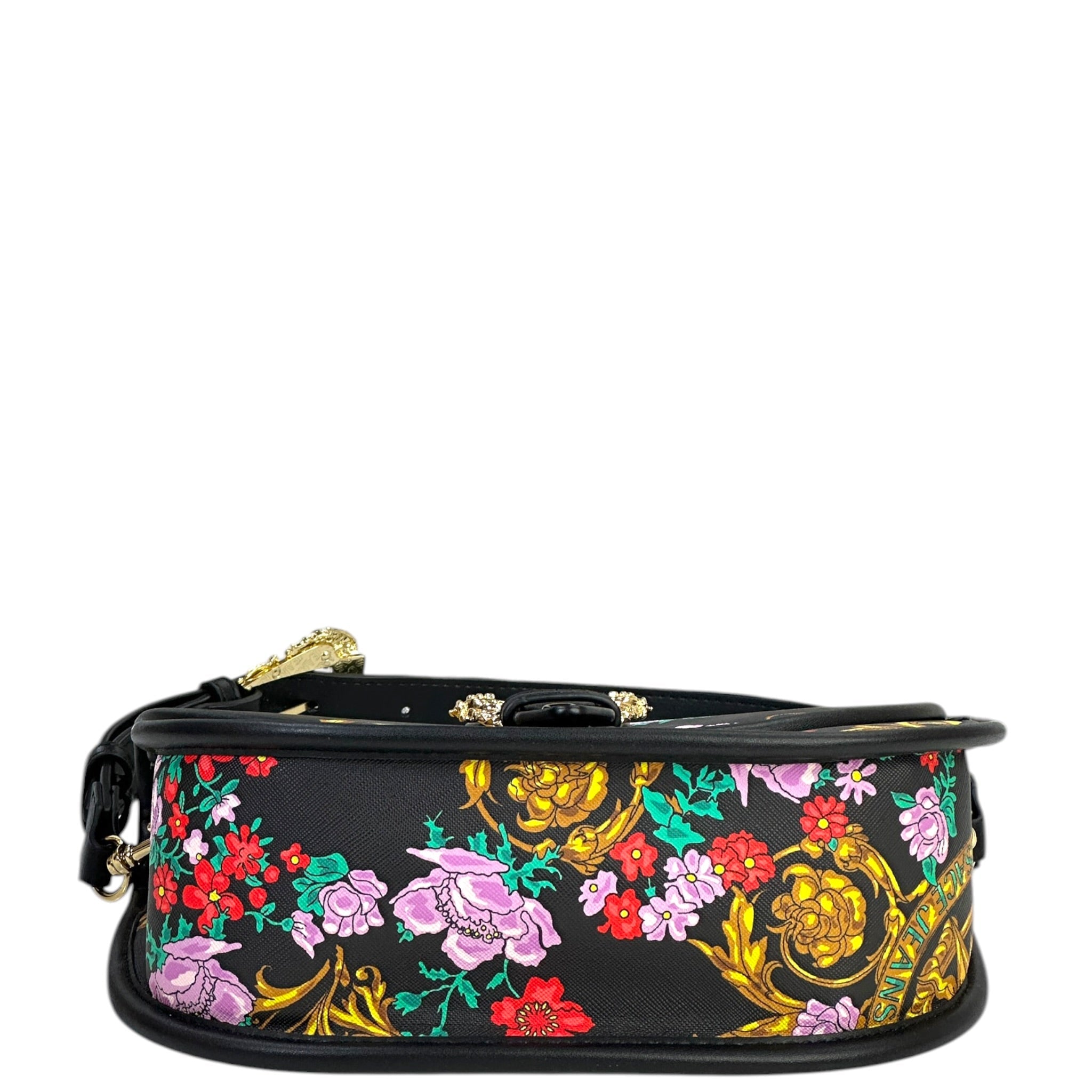 Versace Jeans Couture Crossbody Bag Black Floral Printed Leather