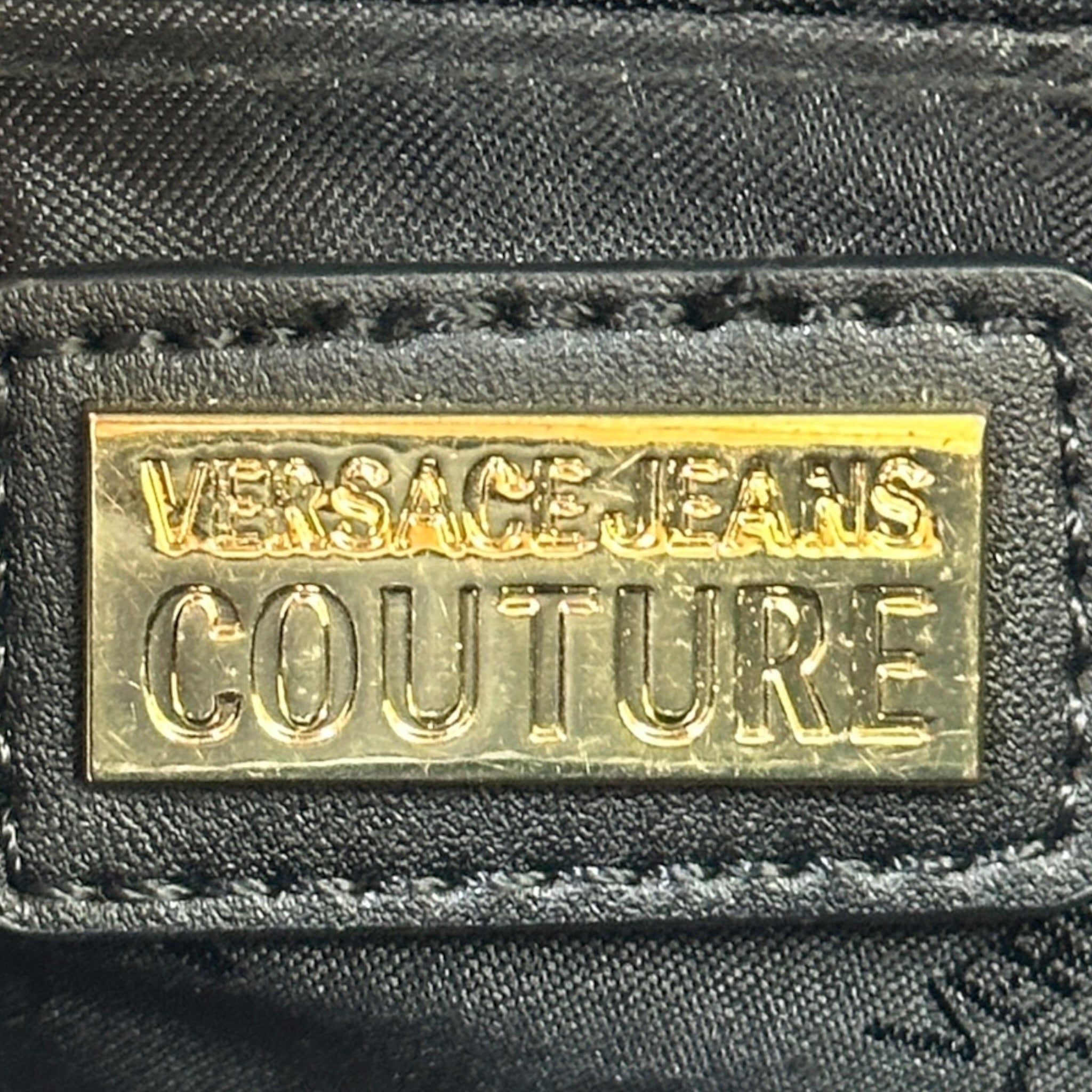 Versace Jeans Couture Crossbody Bag Black Floral Printed Leather