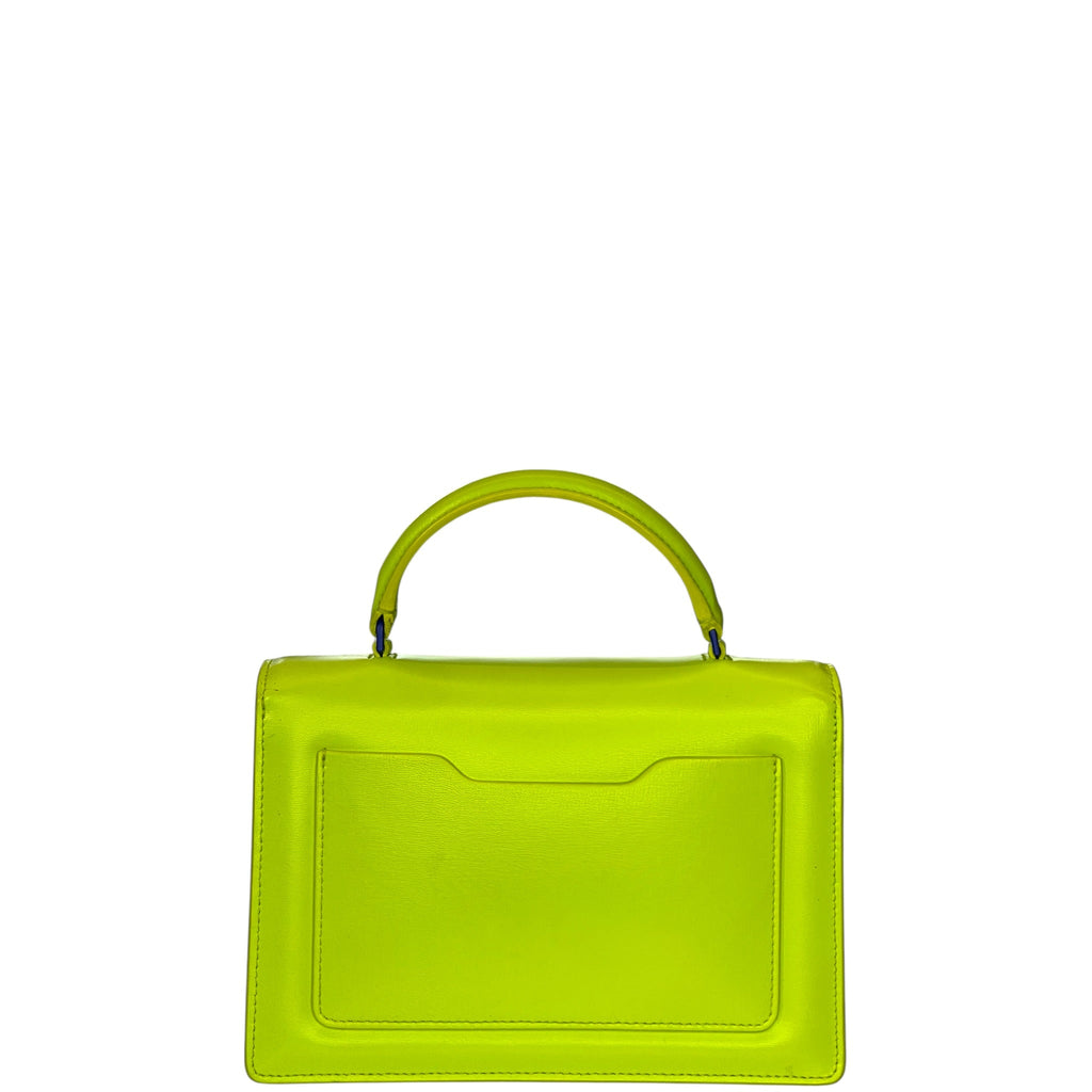 Off-White Jitney Top Handle Bag Neon Green Leather