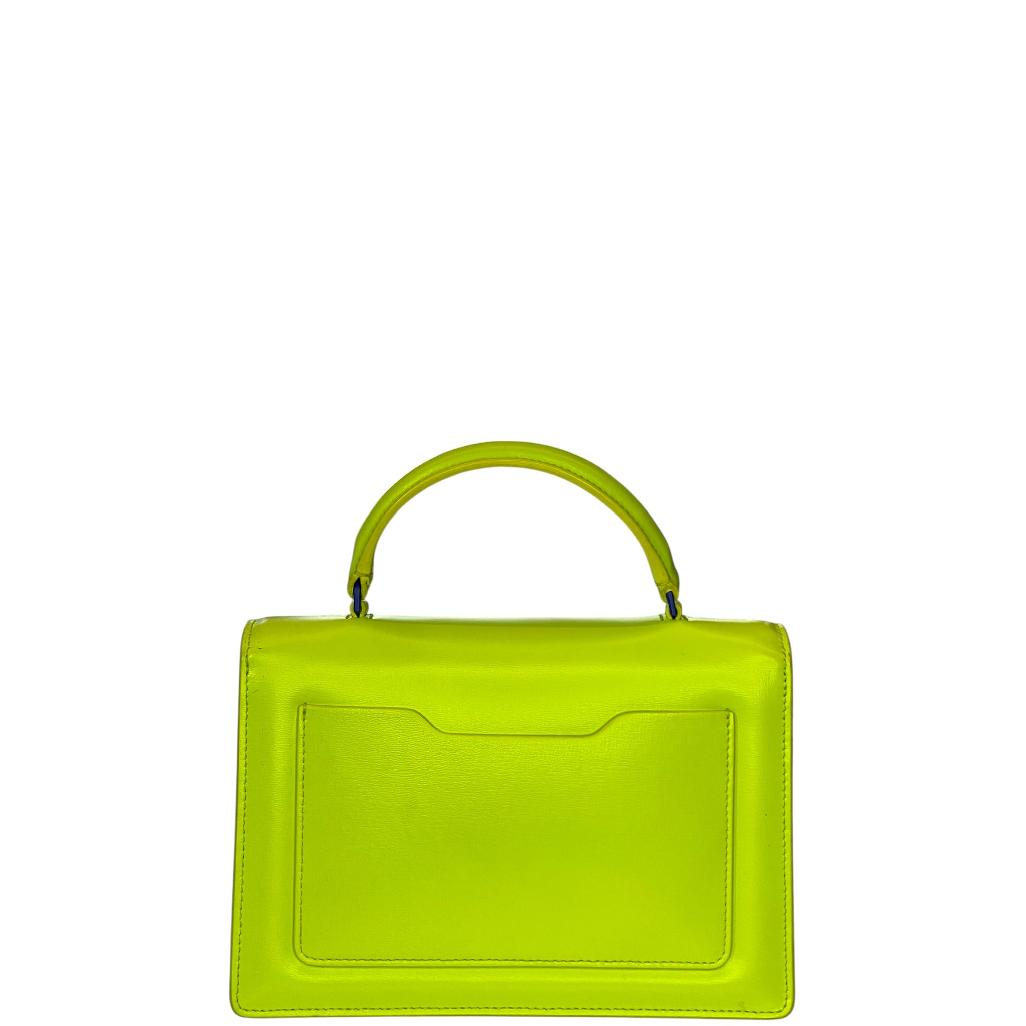 Off-White Jitney Top Handle Bag Neon Green Leather