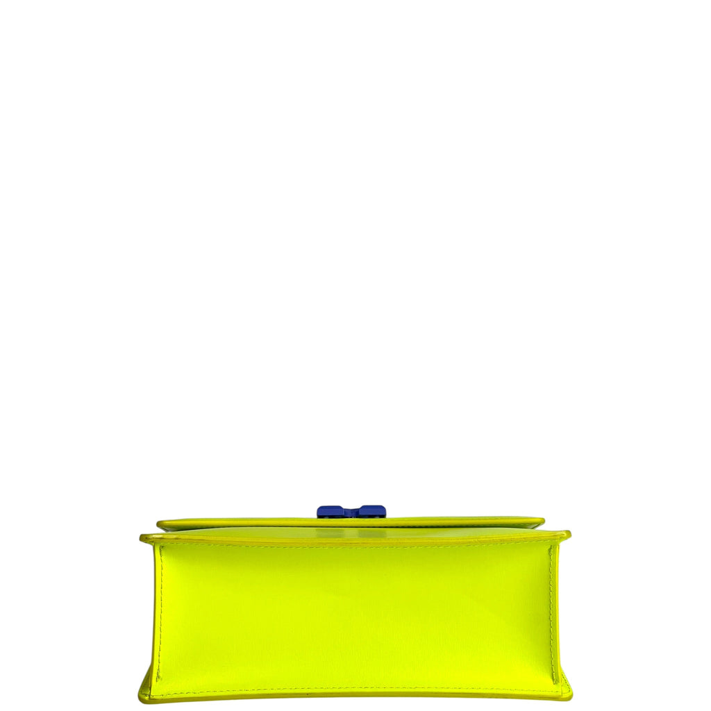 Off-White Jitney Top Handle Bag Neon Green Leather