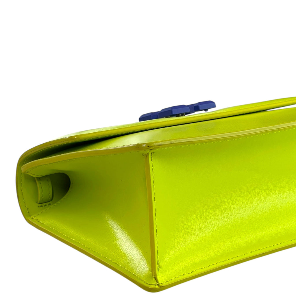 Off-White Jitney Top Handle Bag Neon Green Leather