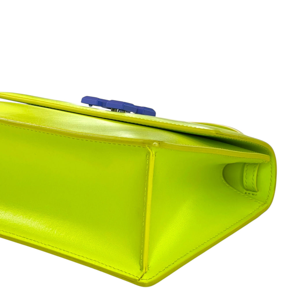 Off-White Jitney Top Handle Bag Neon Green Leather