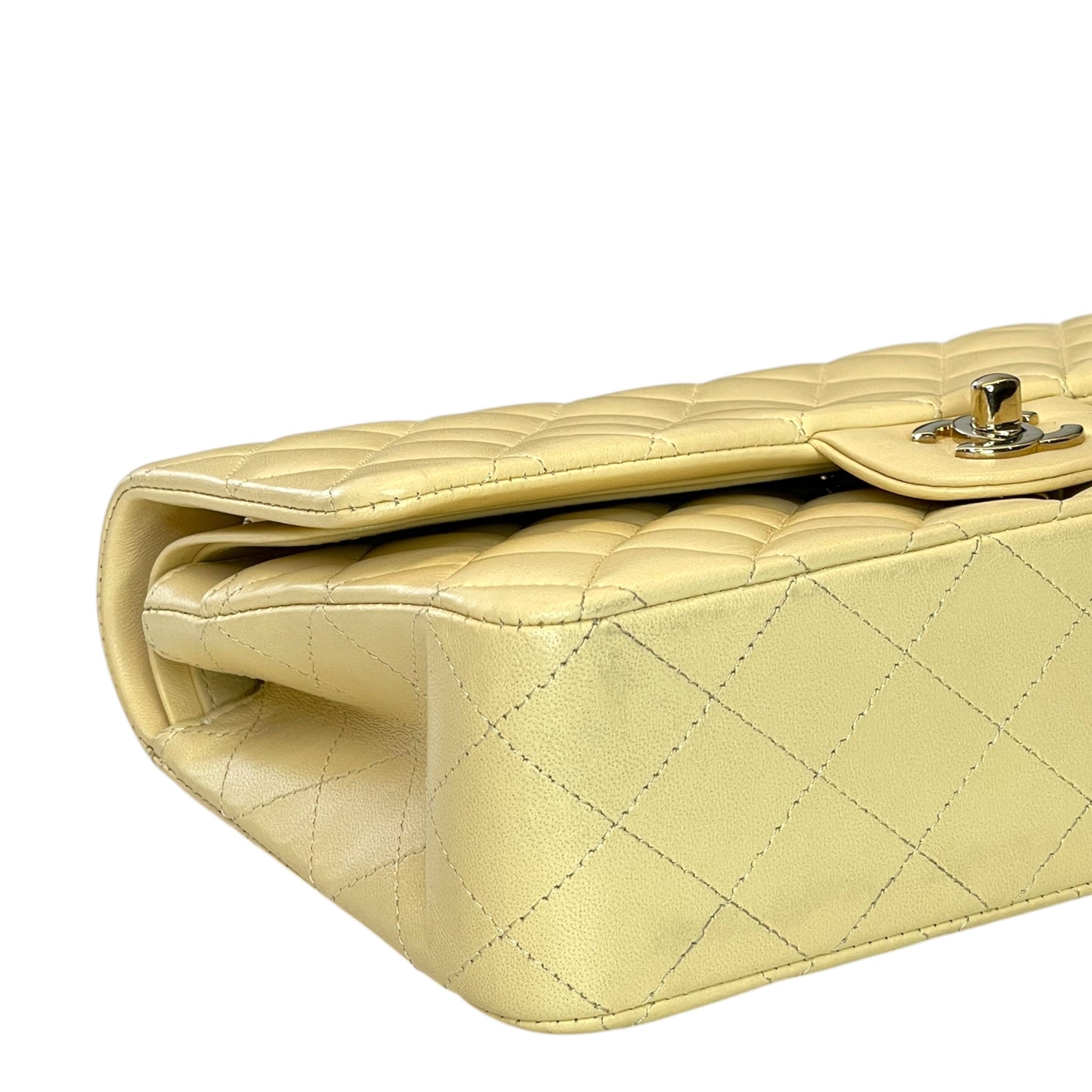 Chanel Classic Double Flap Bag Small Yellow Lambskin Leather