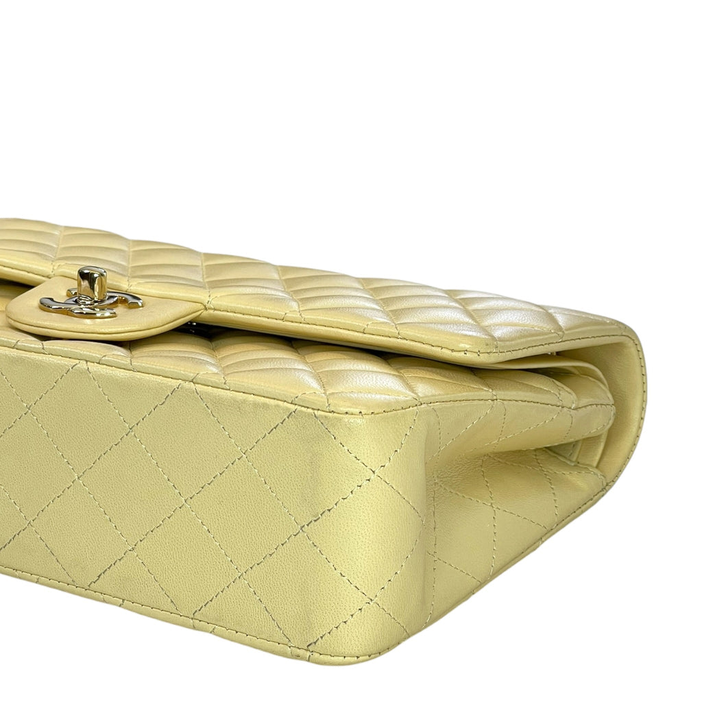 Chanel Classic Double Flap Bag Small Yellow Lambskin Leather